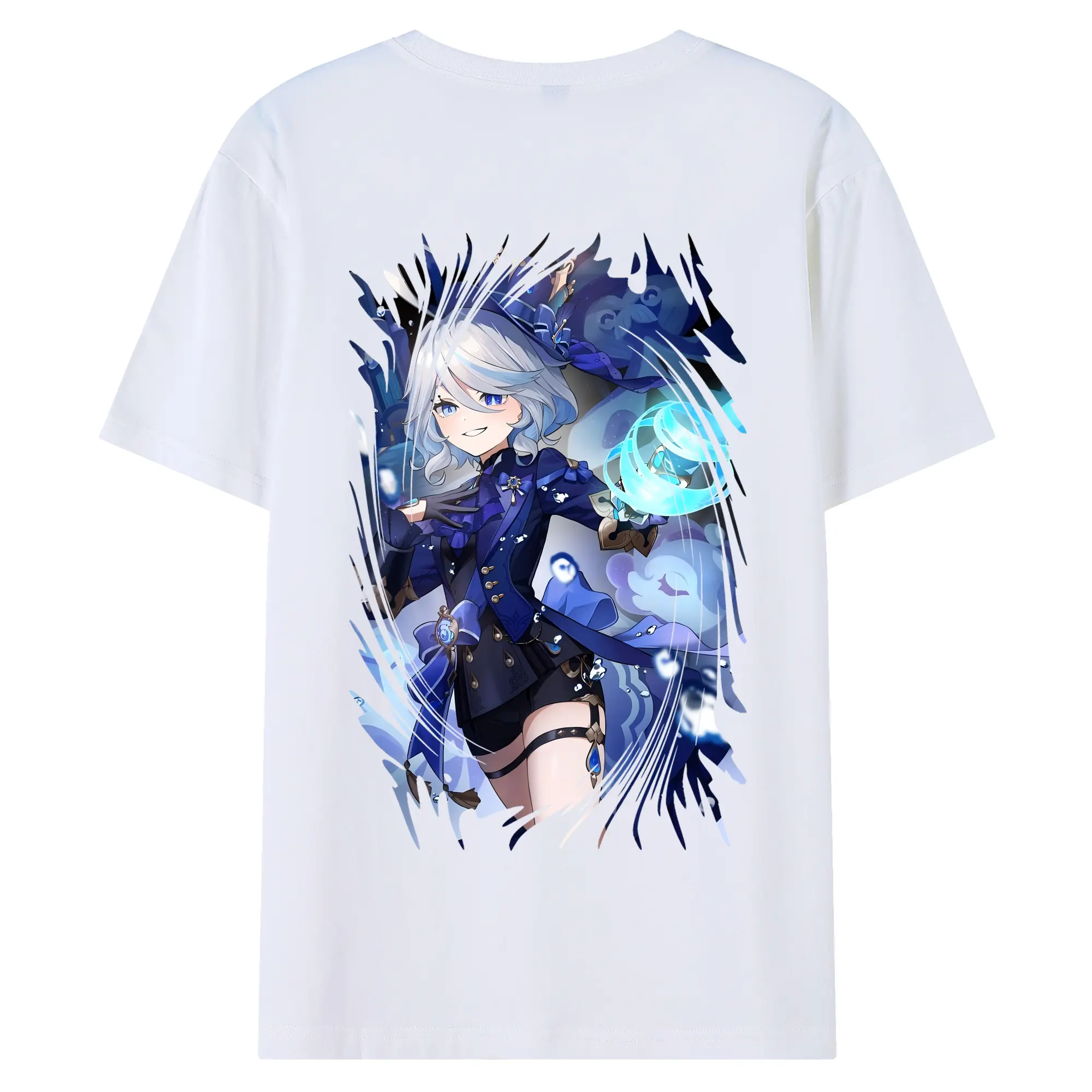 原 神 グッズ フリーナ - 綿100％ 半袖Tシャツ ・ バックプリント ・ 快適 通気性 ・ 日常使い 散歩 スポーツ用