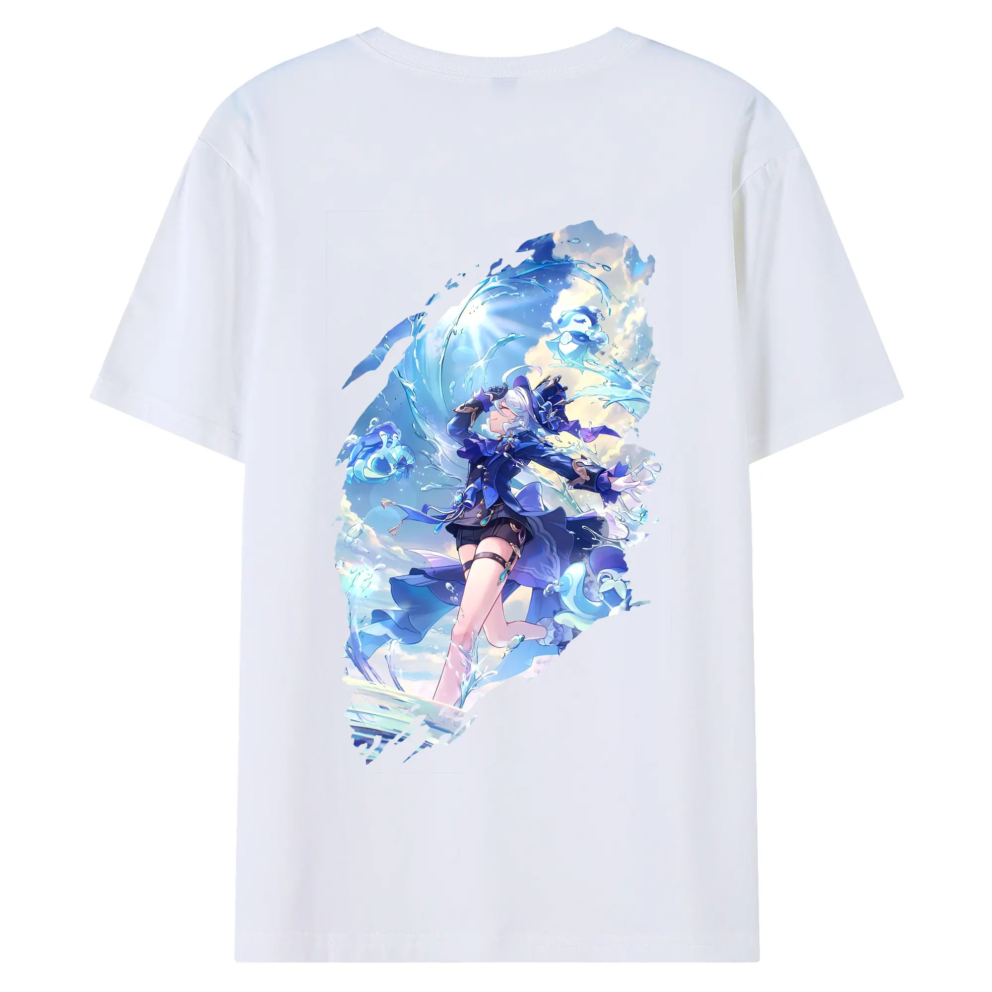 原 神 グッズ フリーナ - 綿100％ 半袖Tシャツ ・ バックプリント ・ 快適 通気性 ・ 日常使い 散歩 スポーツ用