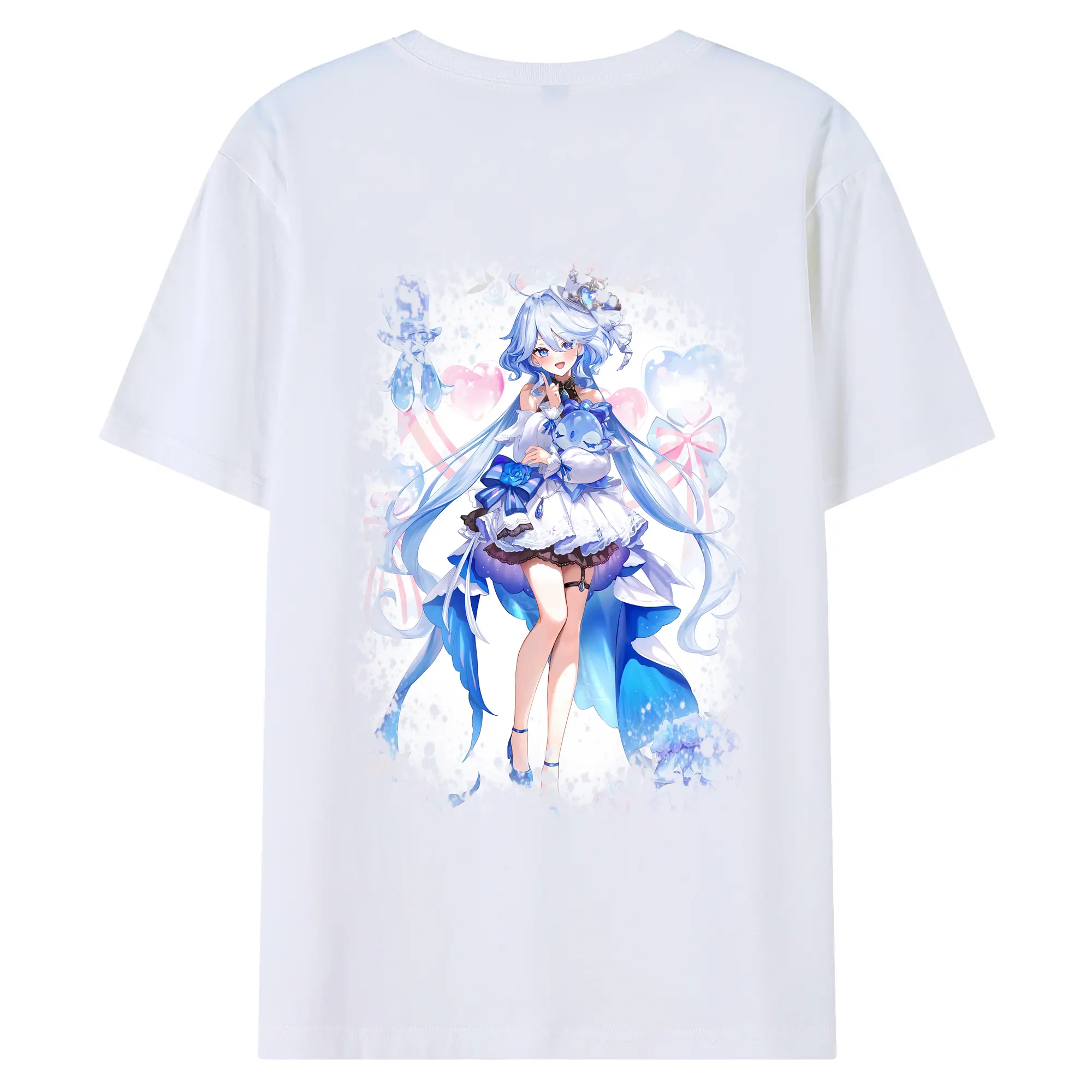 原 神 グッズ フリーナ - 綿100％ 半袖Tシャツ ・ バックプリント ・ 快適 通気性 ・ 日常使い 散歩 スポーツ用