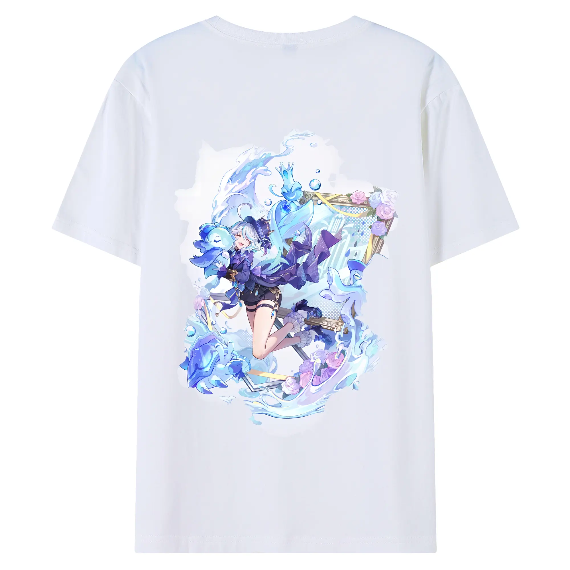 原 神 グッズ フリーナ - 綿100％ 半袖Tシャツ ・ バックプリント ・ 快適 通気性 ・ 日常使い 散歩 スポーツ用