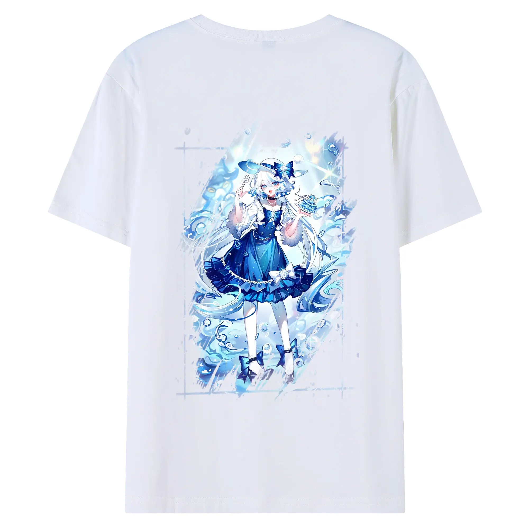 原 神 グッズ フリーナ - 綿100％ 半袖Tシャツ ・ バックプリント ・ 快適 通気性 ・ 日常使い 散歩 スポーツ用