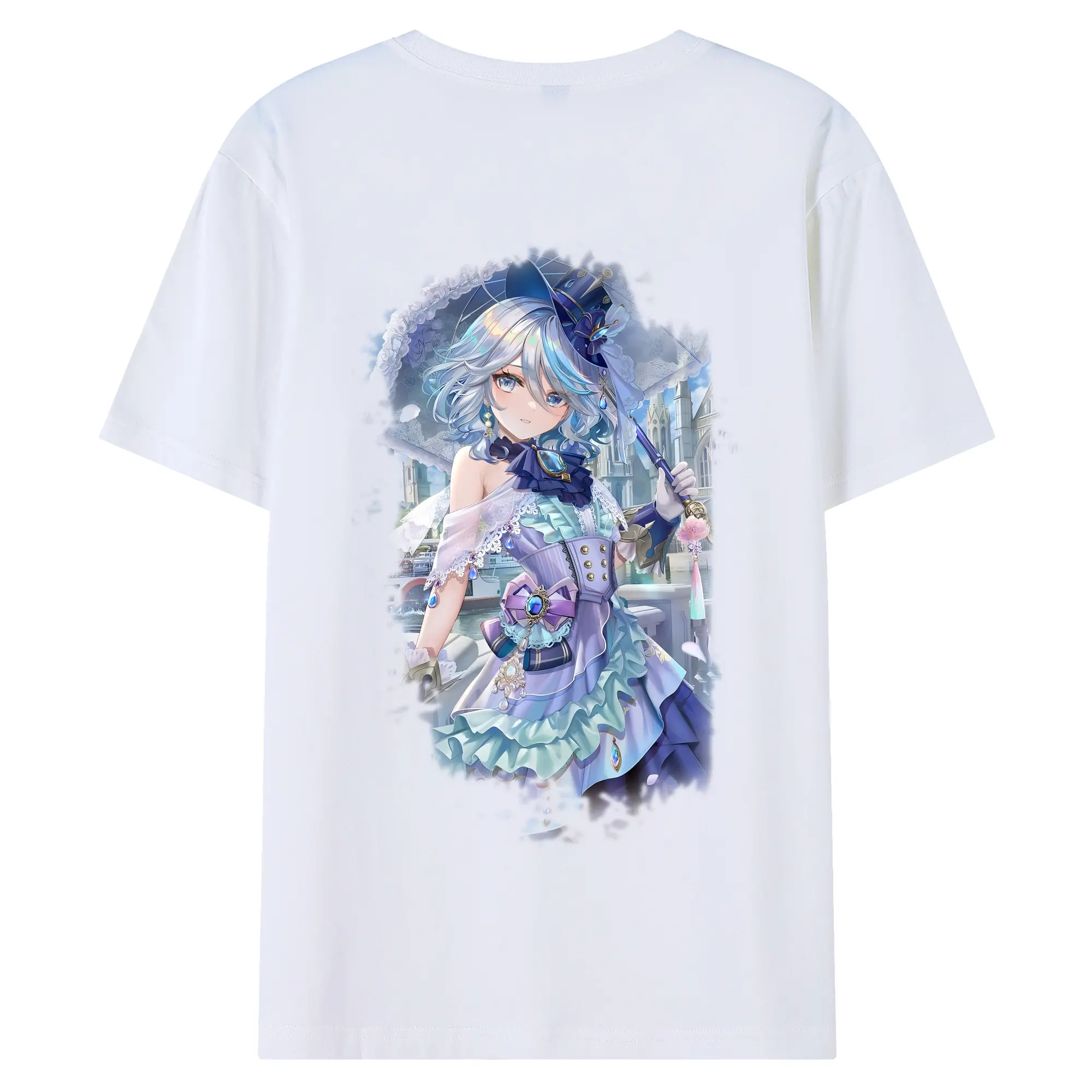 原 神 グッズ フリーナ - 綿100％ 半袖Tシャツ ・ バックプリント ・ 快適 通気性 ・ 日常使い 散歩 スポーツ用