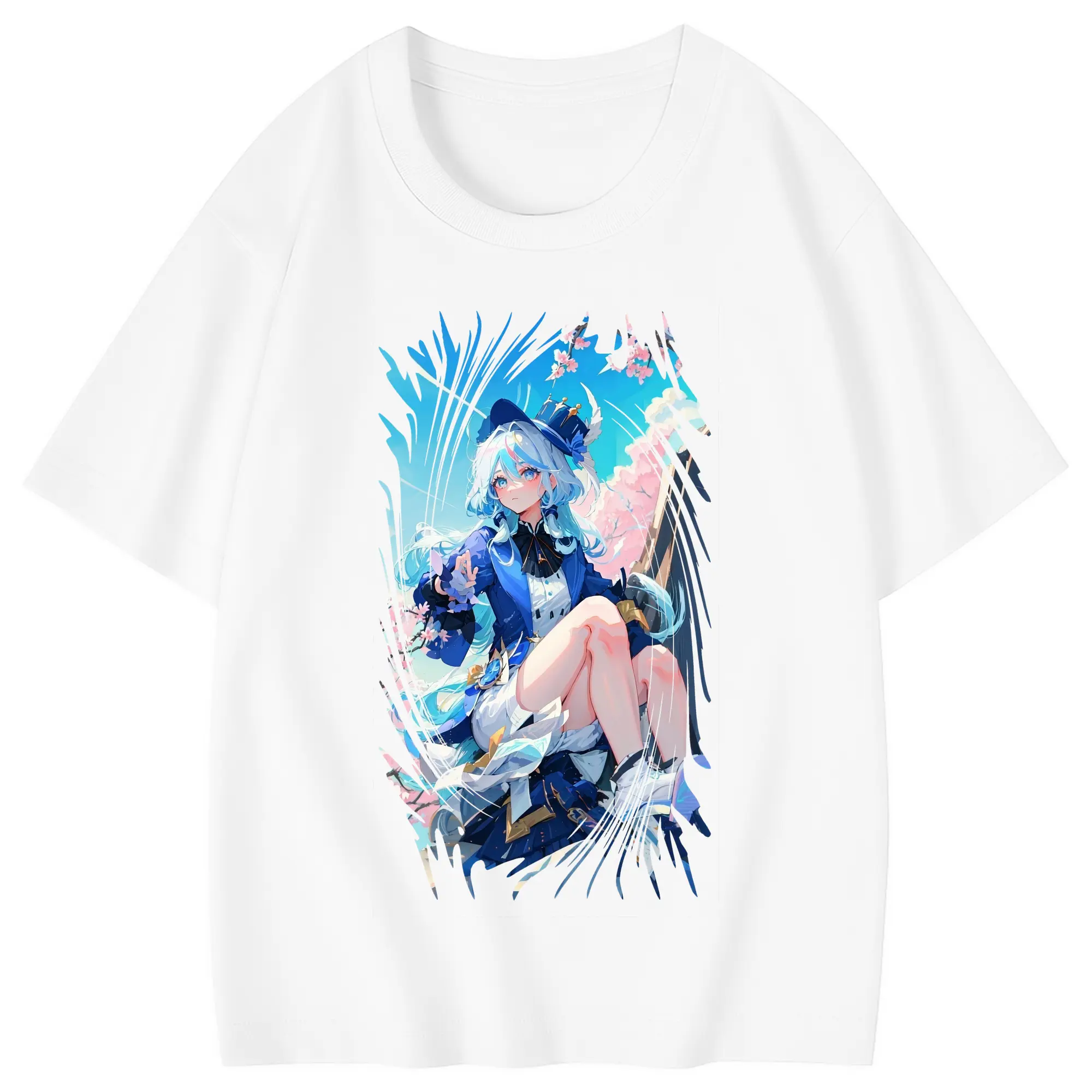 原 神 グッズ フリーナ - 綿100％ キッズTシャツ ・ フロントプリント ・ 快適 通気性 ・ スポーツ カジュアル 散歩用