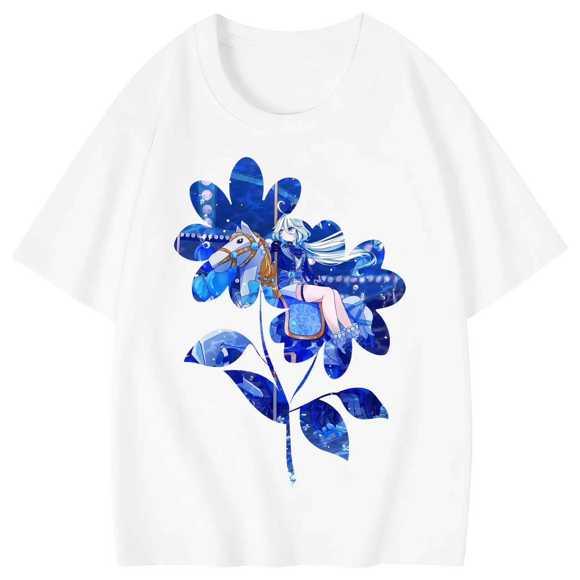 原 神 グッズ フリーナ - 綿100％ キッズTシャツ ・ フロントプリント ・ 快適 通気性 ・ スポーツ カジュアル 散歩用