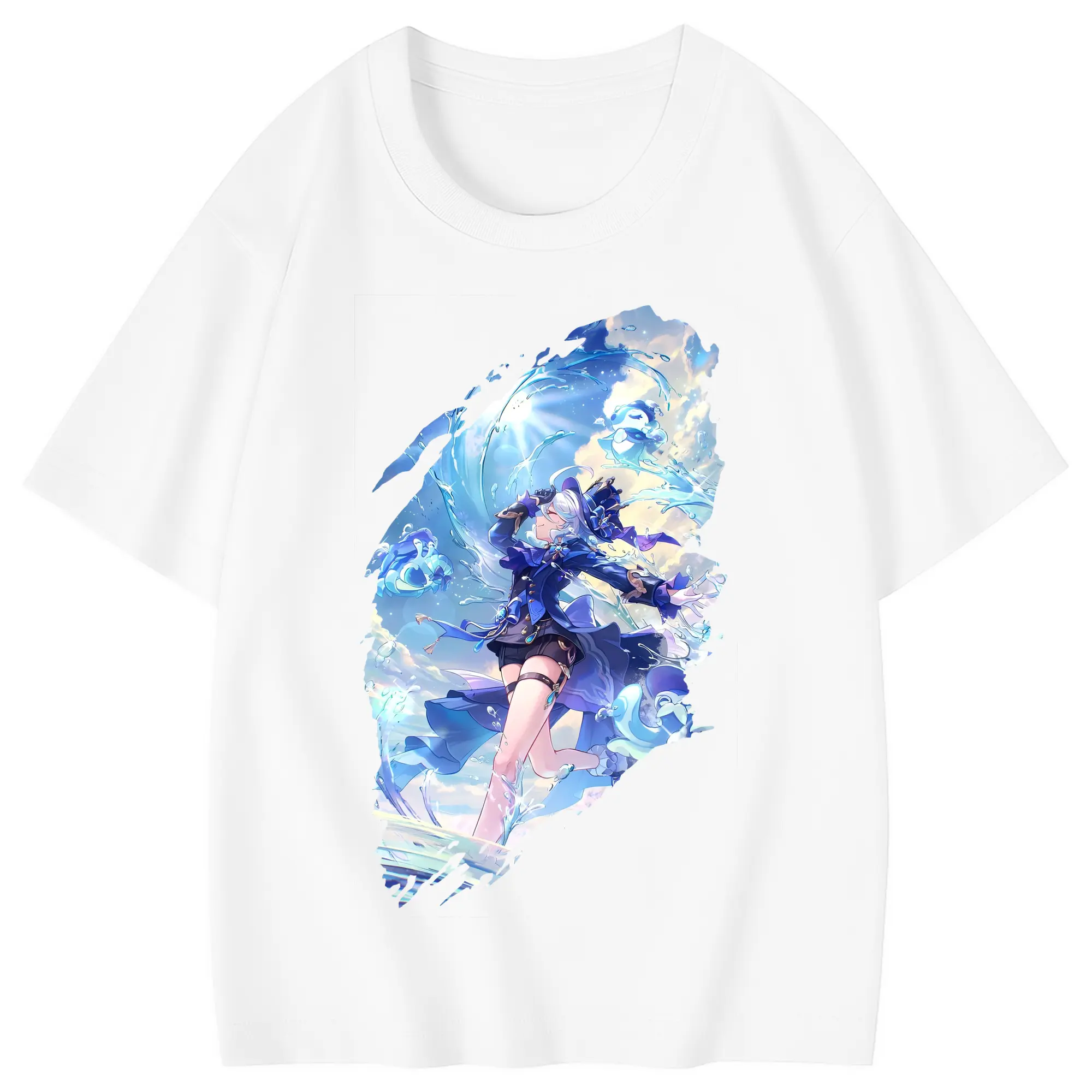 原 神 グッズ フリーナ - 綿100％ キッズTシャツ ・ フロントプリント ・ 快適 通気性 ・ スポーツ カジュアル 散歩用