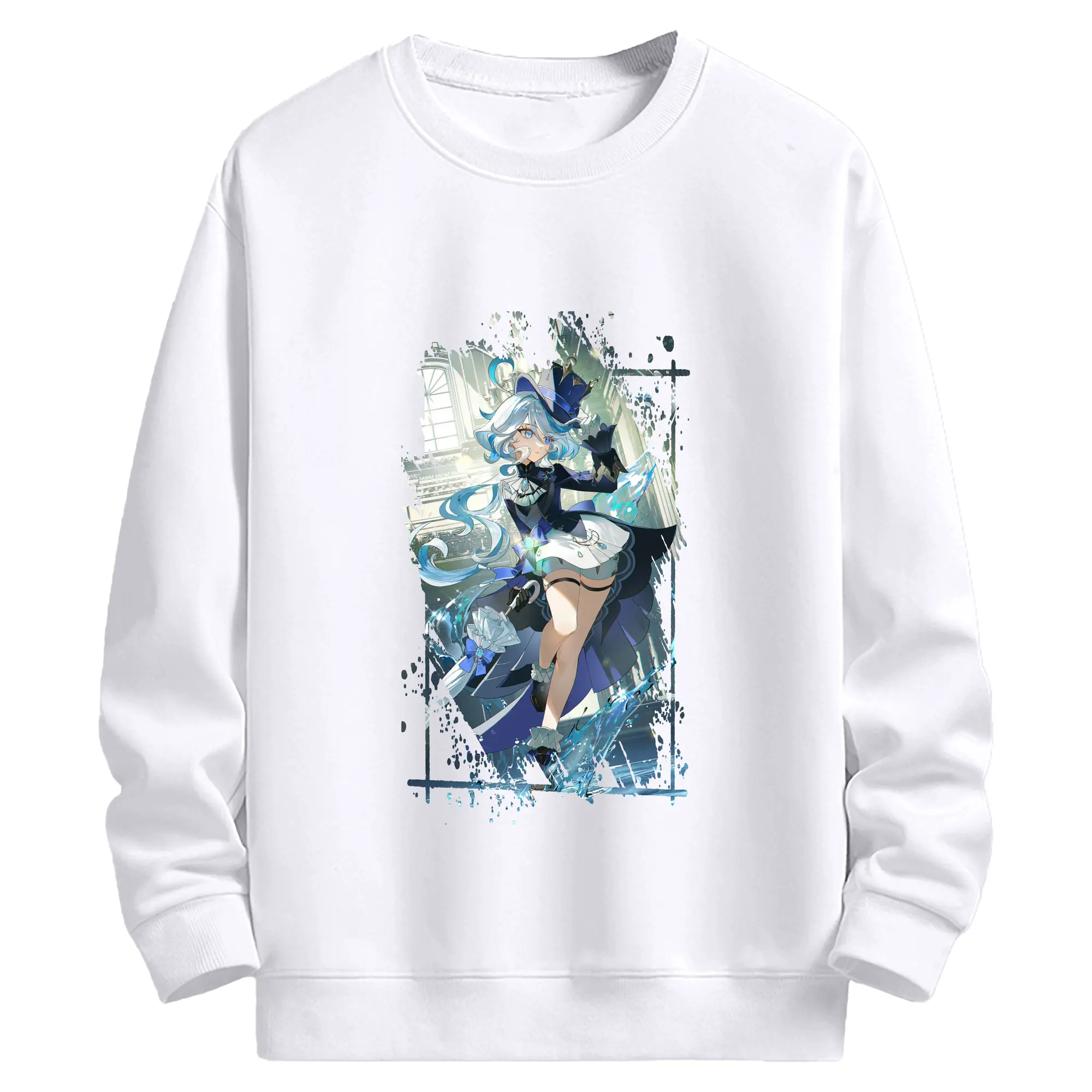 原 神 グッズ フリーナ - 高品質 クルーネック スウェット ・ コットン59％ ポリエステル41％ ・ ユニセックス 長袖 トレーナー ・ カジュアル デイリー スポーツ 散歩用