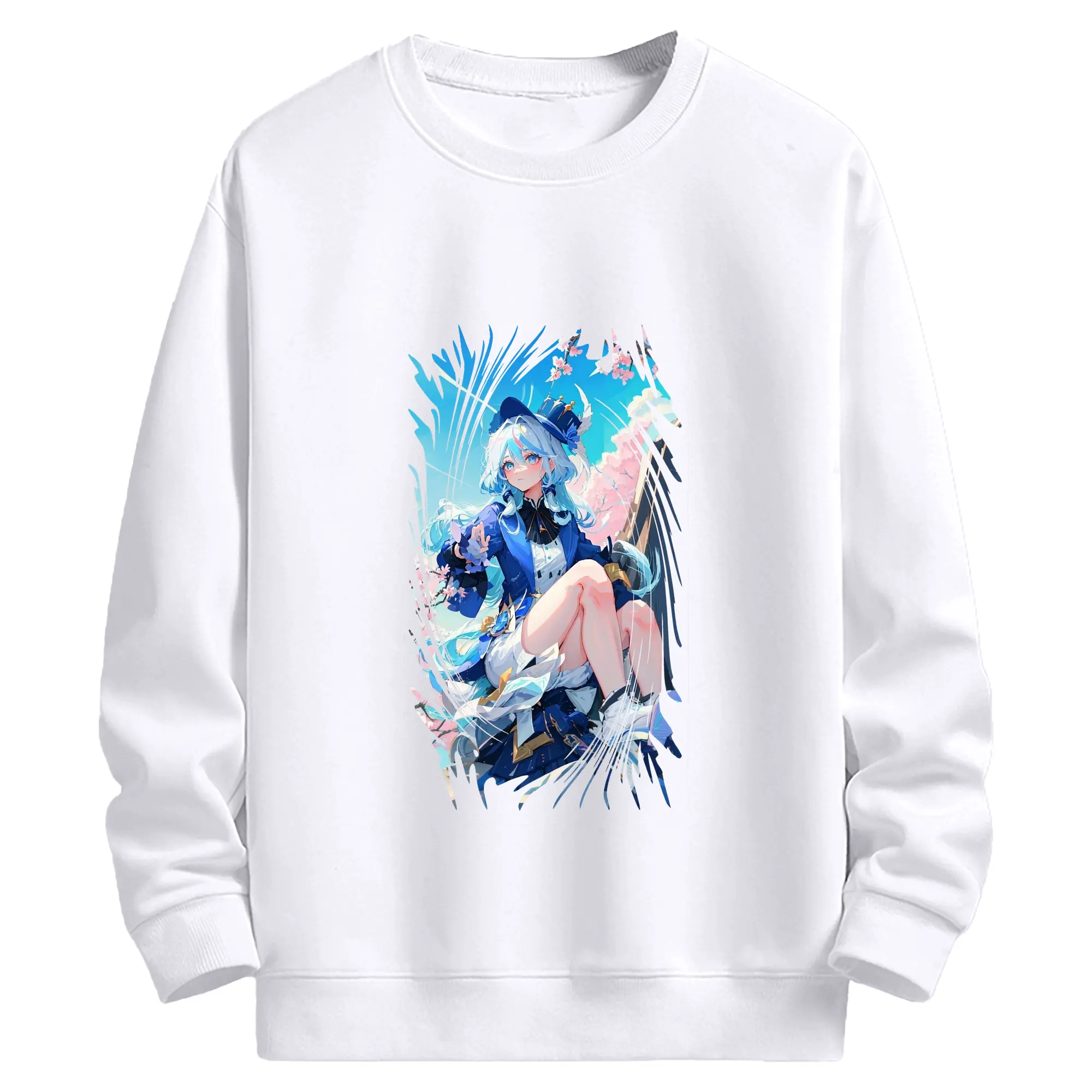 原 神 グッズ フリーナ - 高品質 クルーネック スウェット ・ コットン59％ ポリエステル41％ ・ ユニセックス 長袖 トレーナー ・ カジュアル デイリー スポーツ 散歩用