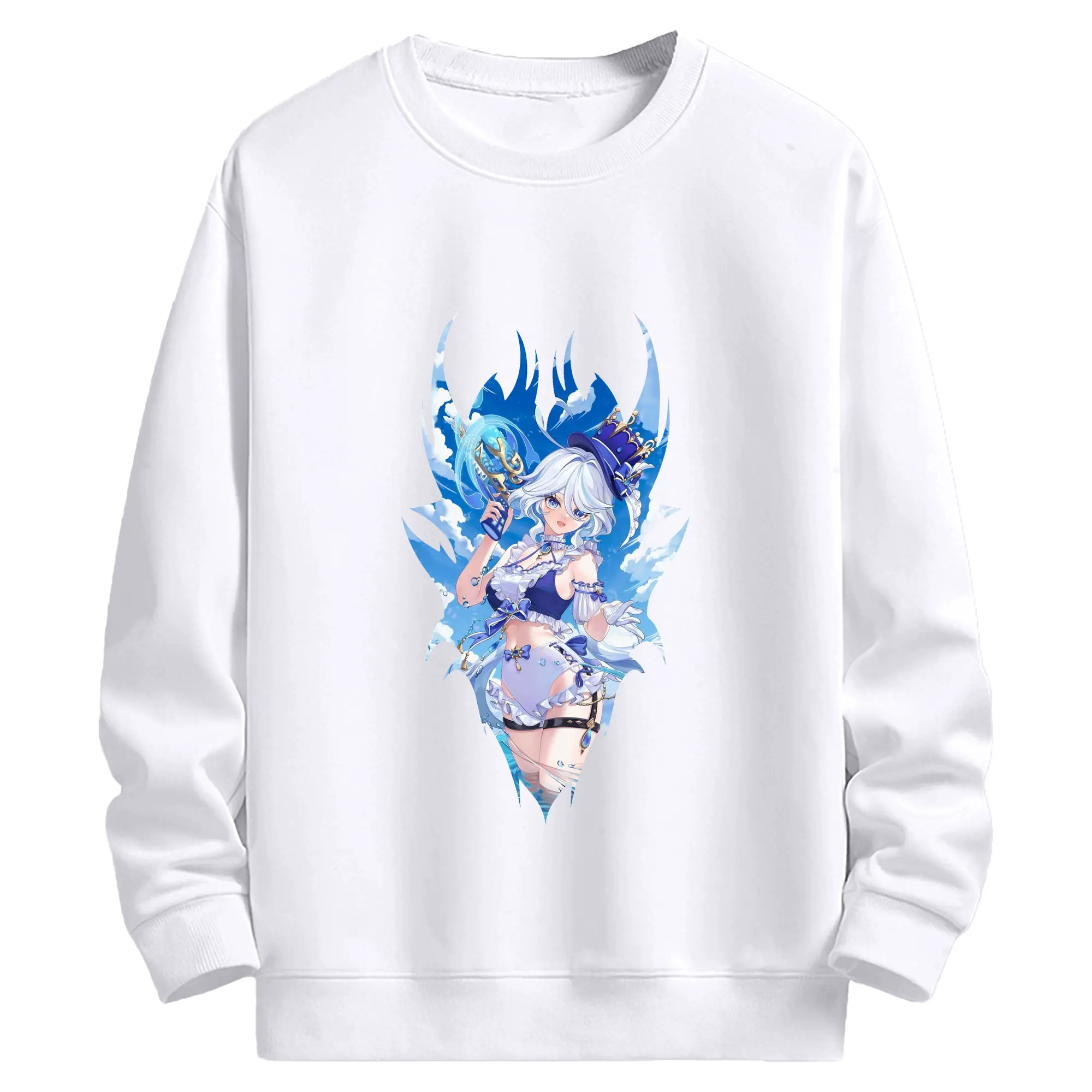 原 神 グッズ フリーナ - 高品質 クルーネック スウェット ・ コットン59％ ポリエステル41％ ・ ユニセックス 長袖 トレーナー ・ カジュアル デイリー スポーツ 散歩用