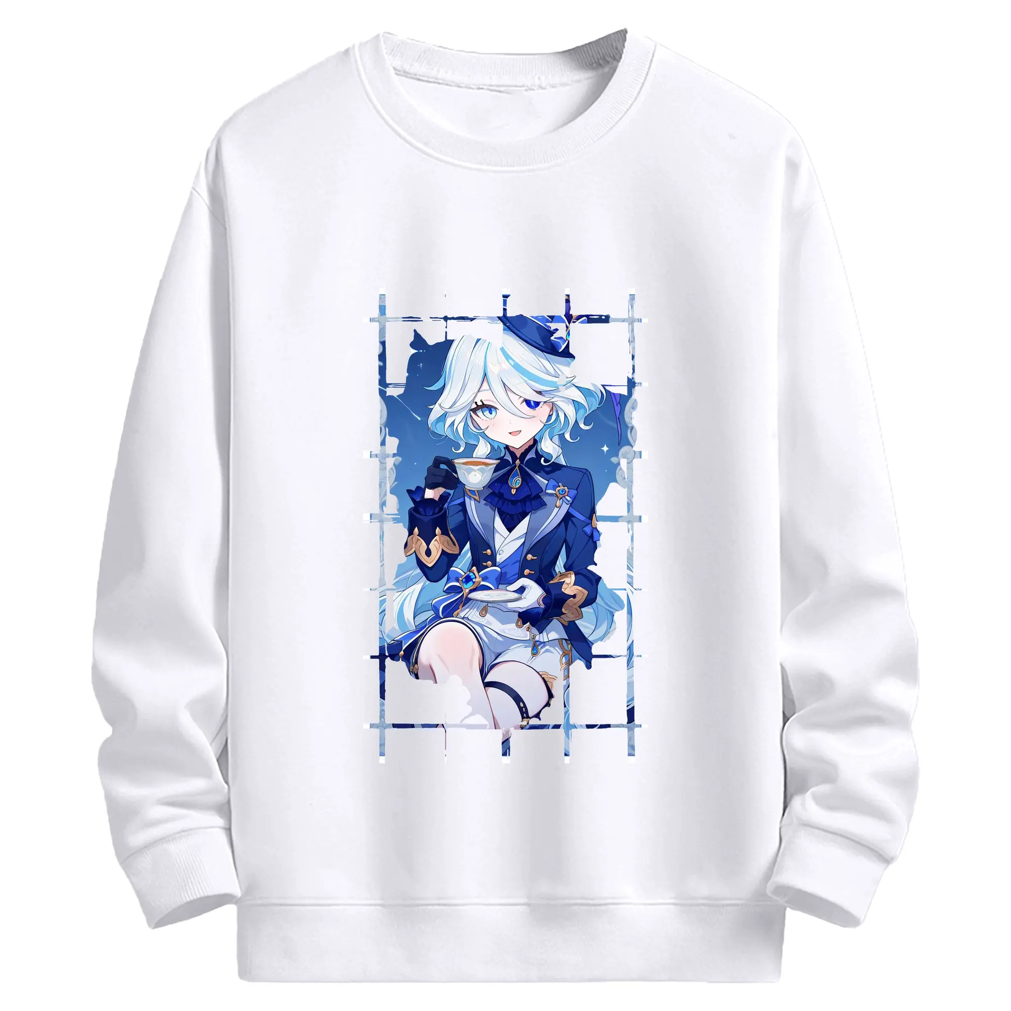 原 神 グッズ フリーナ - 高品質 クルーネック スウェット ・ コットン59％ ポリエステル41％ ・ ユニセックス 長袖 トレーナー ・ カジュアル デイリー スポーツ 散歩用