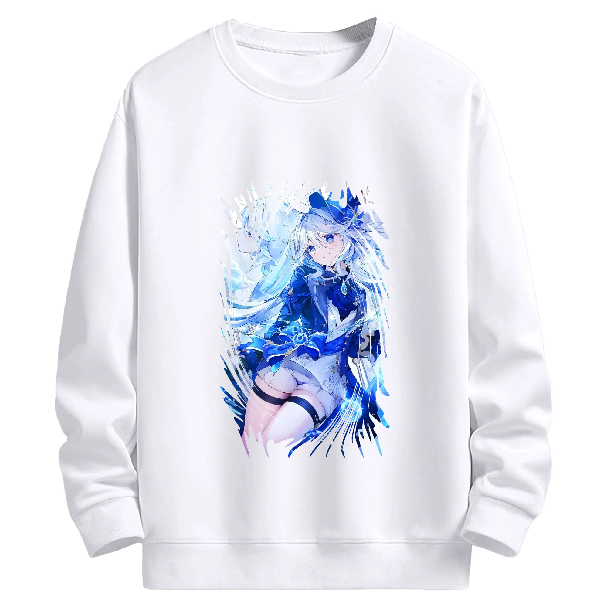 原 神 グッズ フリーナ - 高品質 クルーネック スウェット ・ コットン59％ ポリエステル41％ ・ ユニセックス 長袖 トレーナー ・ カジュアル デイリー スポーツ 散歩用