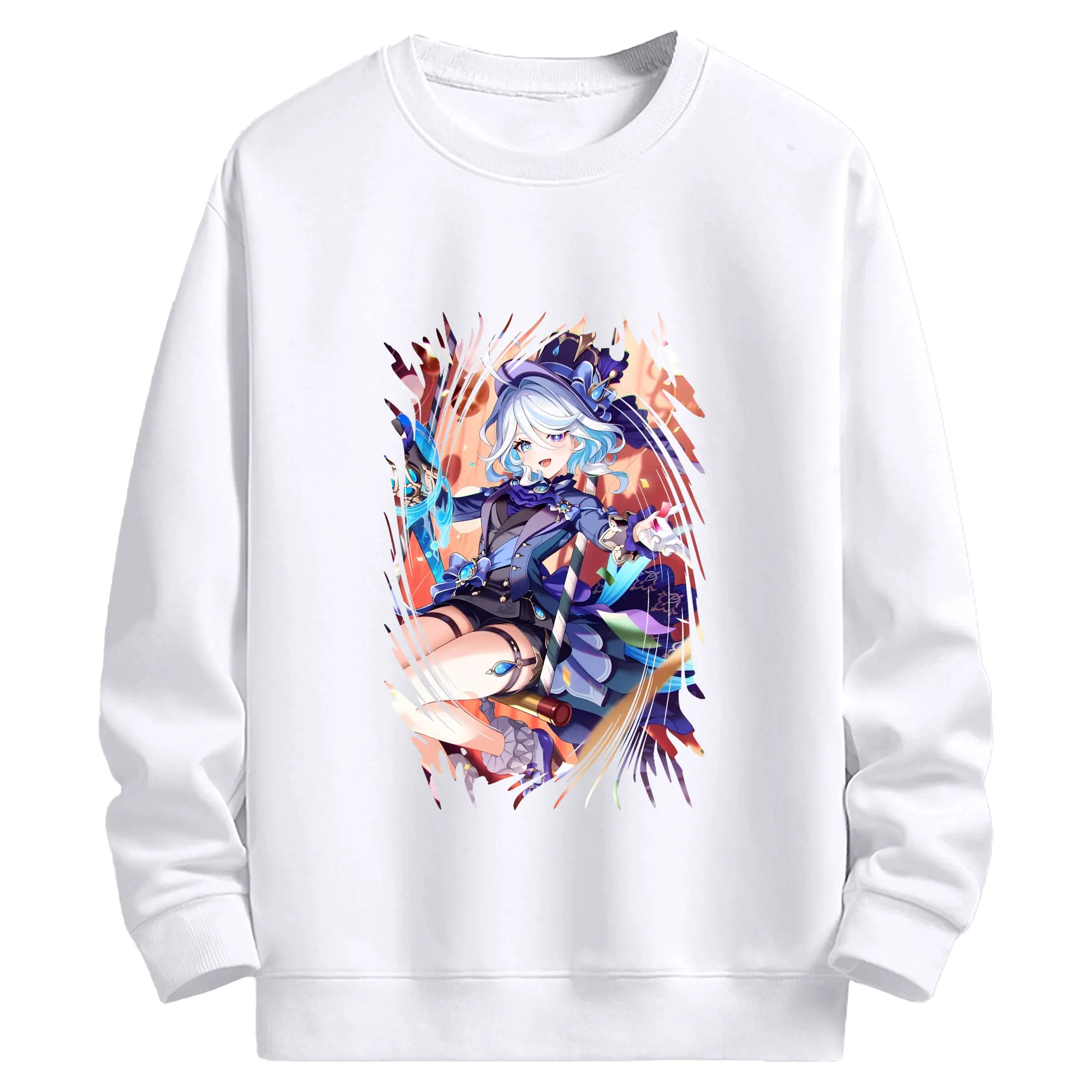 原 神 グッズ フリーナ - 高品質 クルーネック スウェット ・ コットン59％ ポリエステル41％ ・ ユニセックス 長袖 トレーナー ・ カジュアル デイリー スポーツ 散歩用