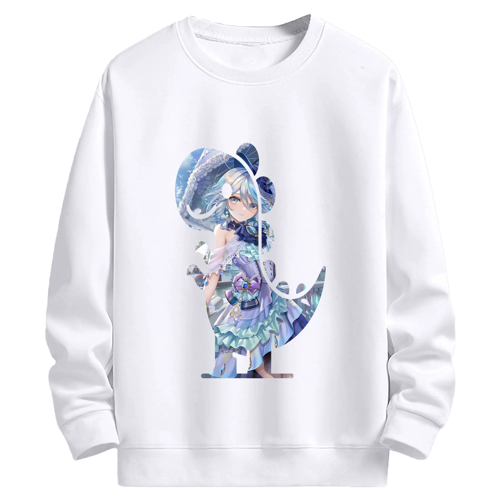 原 神 グッズ フリーナ - 高品質 クルーネック スウェット ・ コットン59％ ポリエステル41％ ・ ユニセックス 長袖 トレーナー ・ カジュアル デイリー スポーツ 散歩用