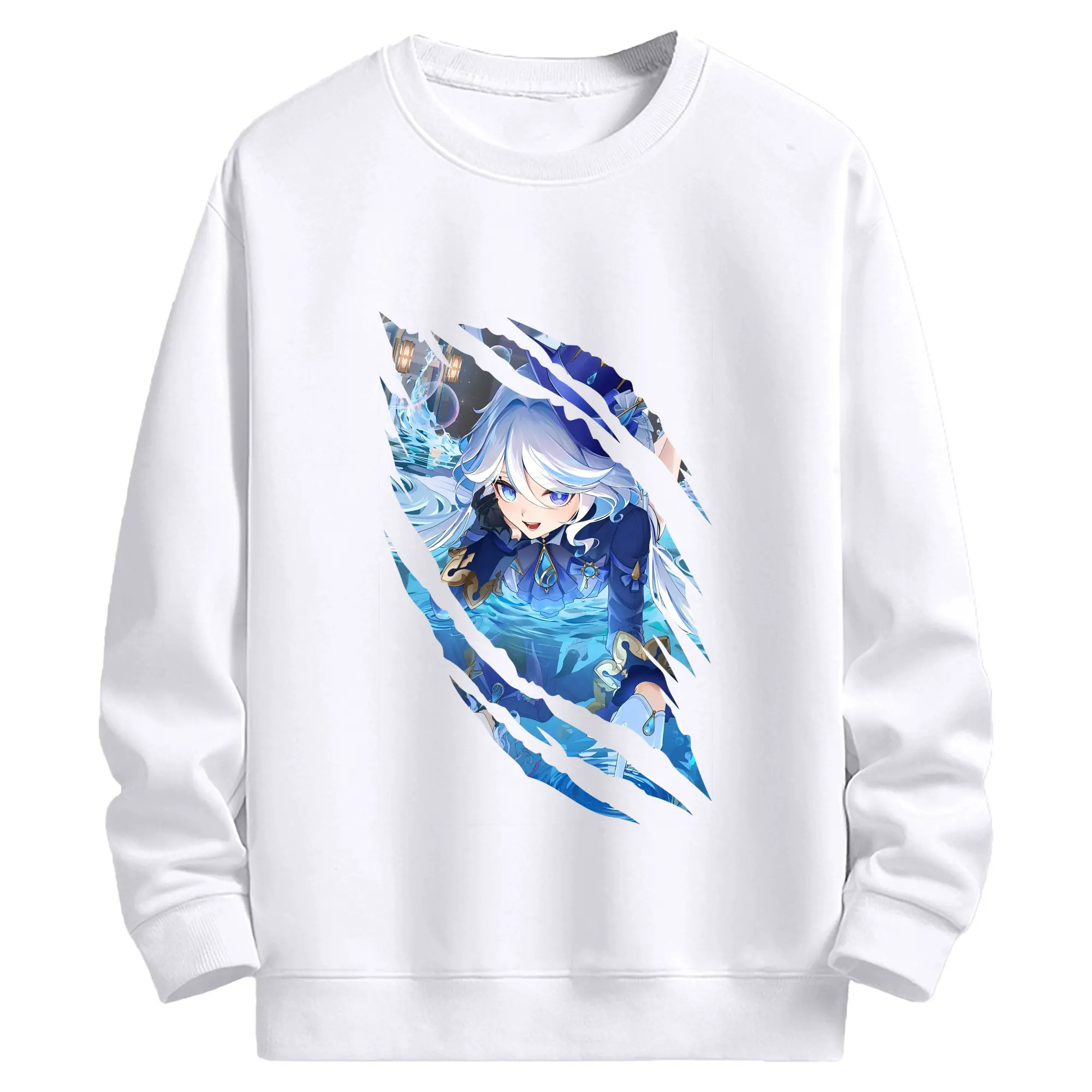 原 神 グッズ フリーナ - 高品質 クルーネック スウェット ・ コットン59％ ポリエステル41％ ・ ユニセックス 長袖 トレーナー ・ カジュアル デイリー スポーツ 散歩用