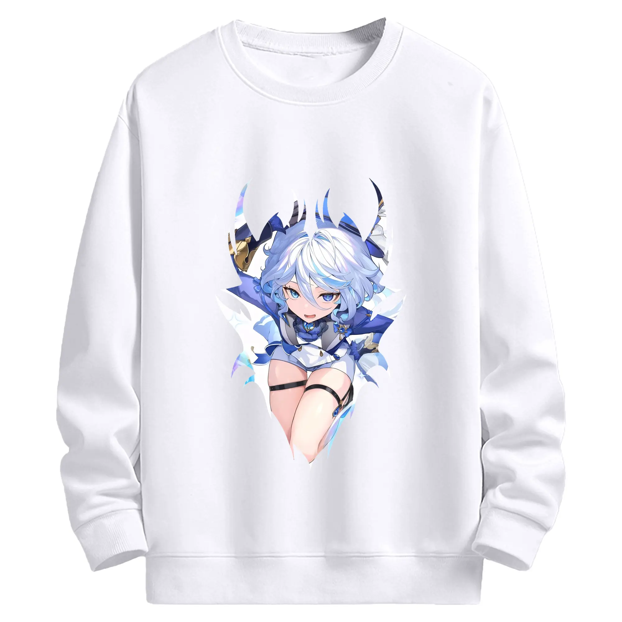 原 神 グッズ フリーナ - 高品質 クルーネック スウェット ・ コットン59％ ポリエステル41％ ・ ユニセックス 長袖 トレーナー ・ カジュアル デイリー スポーツ 散歩用