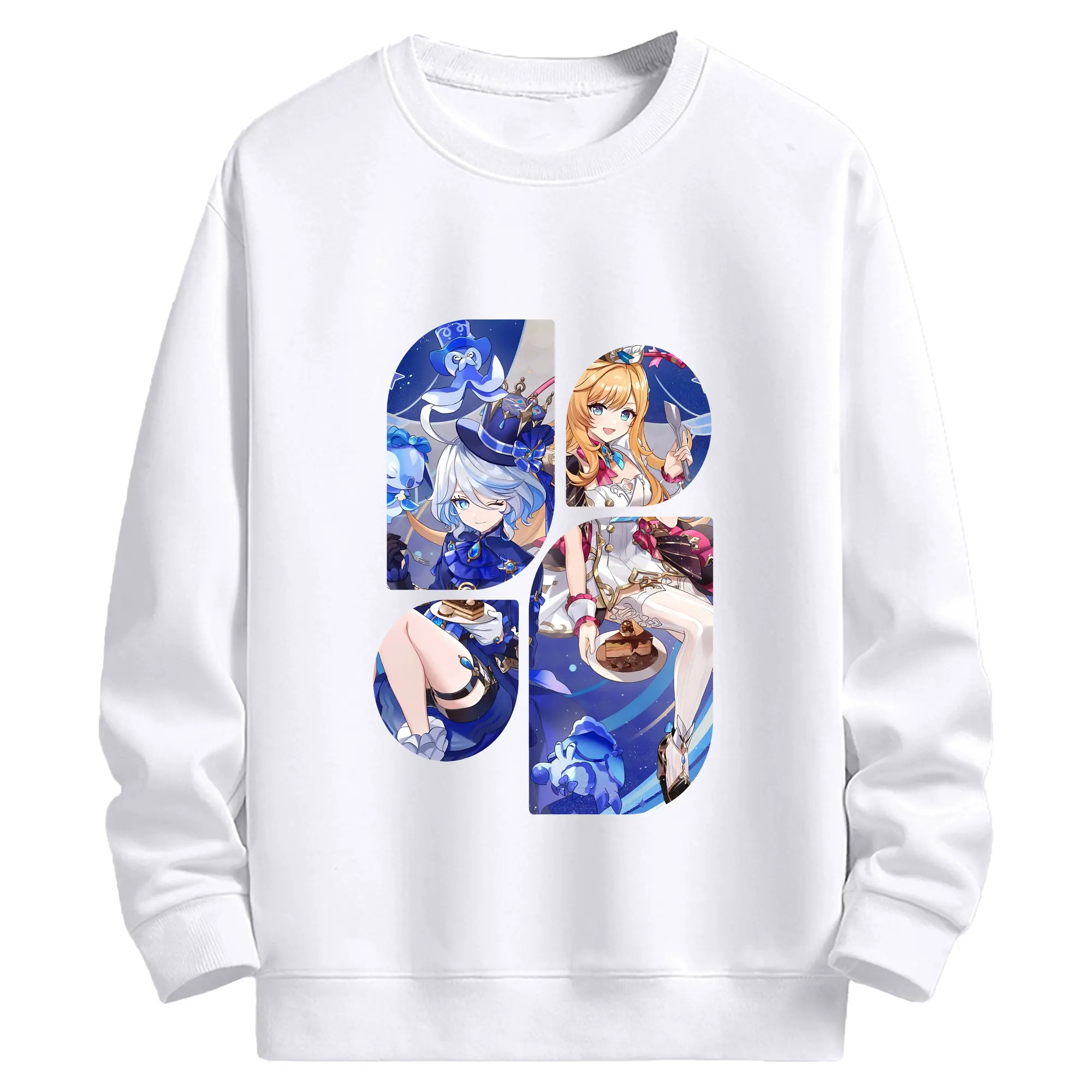 原 神 グッズ フリーナ - 高品質 クルーネック スウェット ・ コットン59％ ポリエステル41％ ・ ユニセックス 長袖 トレーナー ・ カジュアル デイリー スポーツ 散歩用