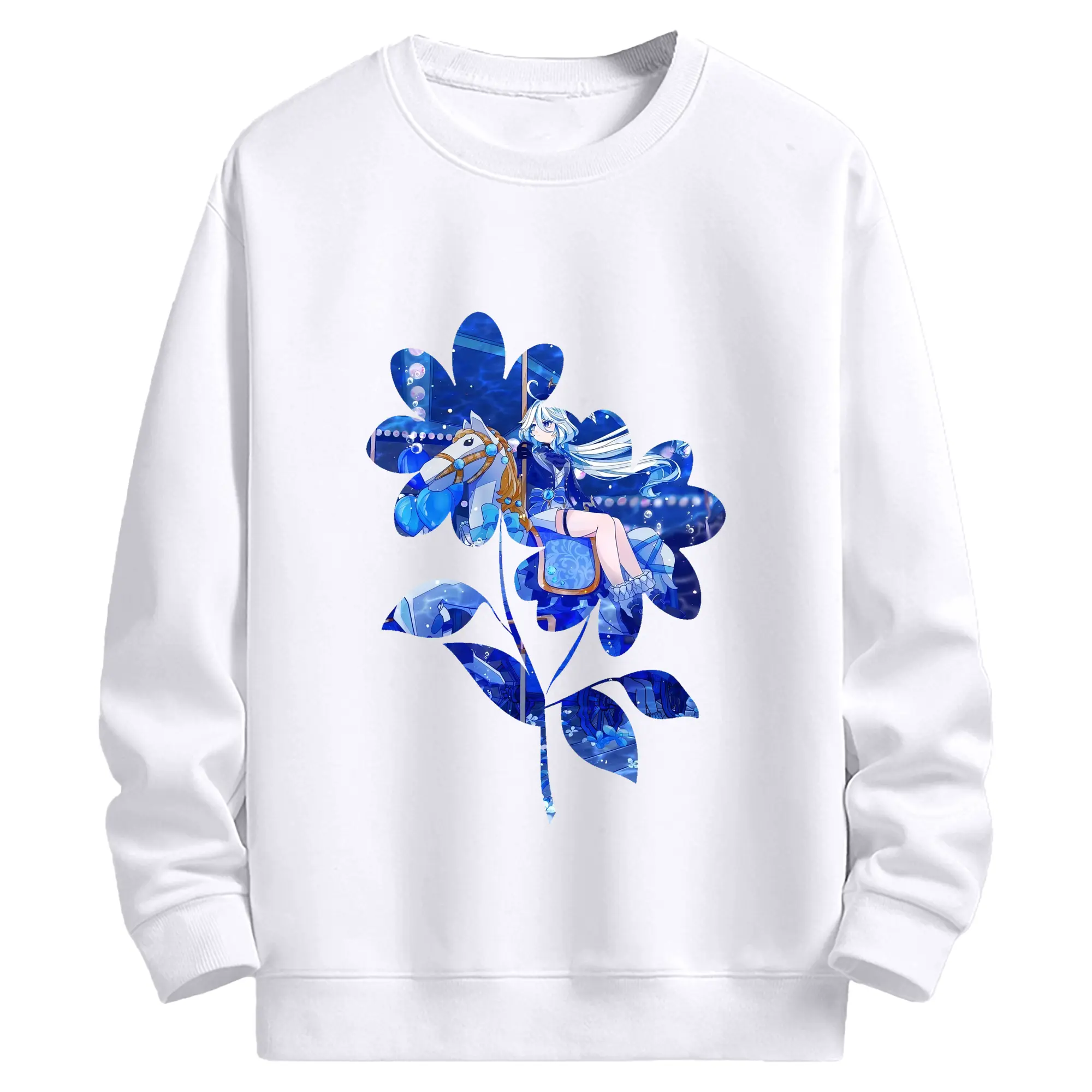 原 神 グッズ フリーナ - 高品質 クルーネック スウェット ・ コットン59％ ポリエステル41％ ・ ユニセックス 長袖 トレーナー ・ カジュアル デイリー スポーツ 散歩用