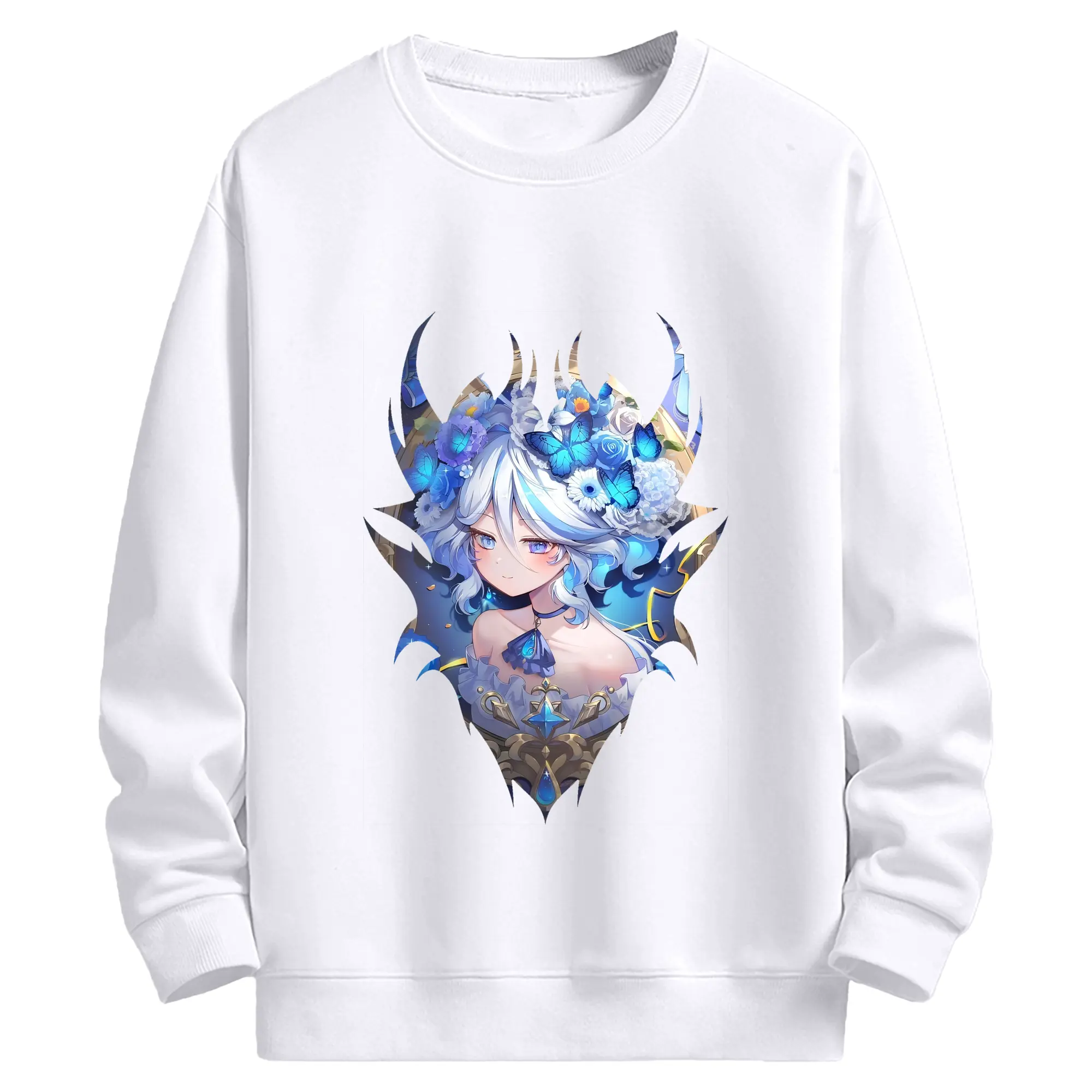 原 神 グッズ フリーナ - 高品質 クルーネック スウェット ・ コットン59％ ポリエステル41％ ・ ユニセックス 長袖 トレーナー ・ カジュアル デイリー スポーツ 散歩用