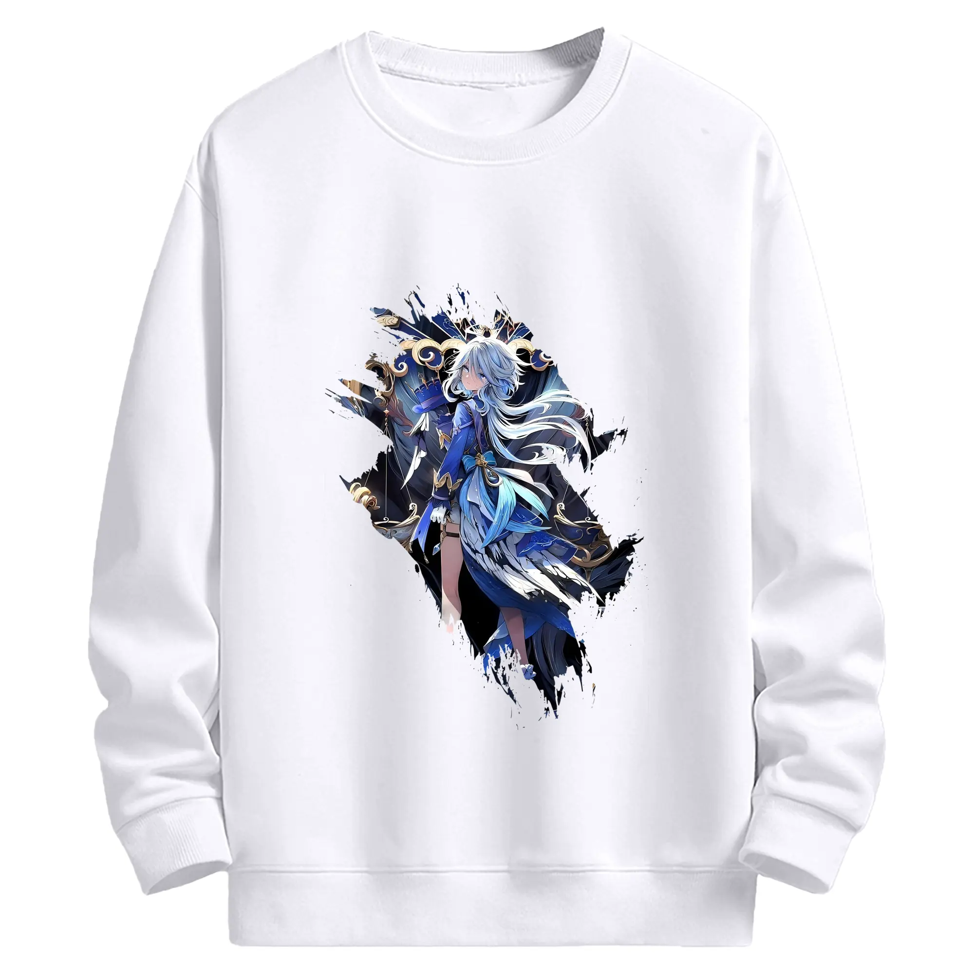 原 神 グッズ フリーナ - 高品質 クルーネック スウェット ・ コットン59％ ポリエステル41％ ・ ユニセックス 長袖 トレーナー ・ カジュアル デイリー スポーツ 散歩用