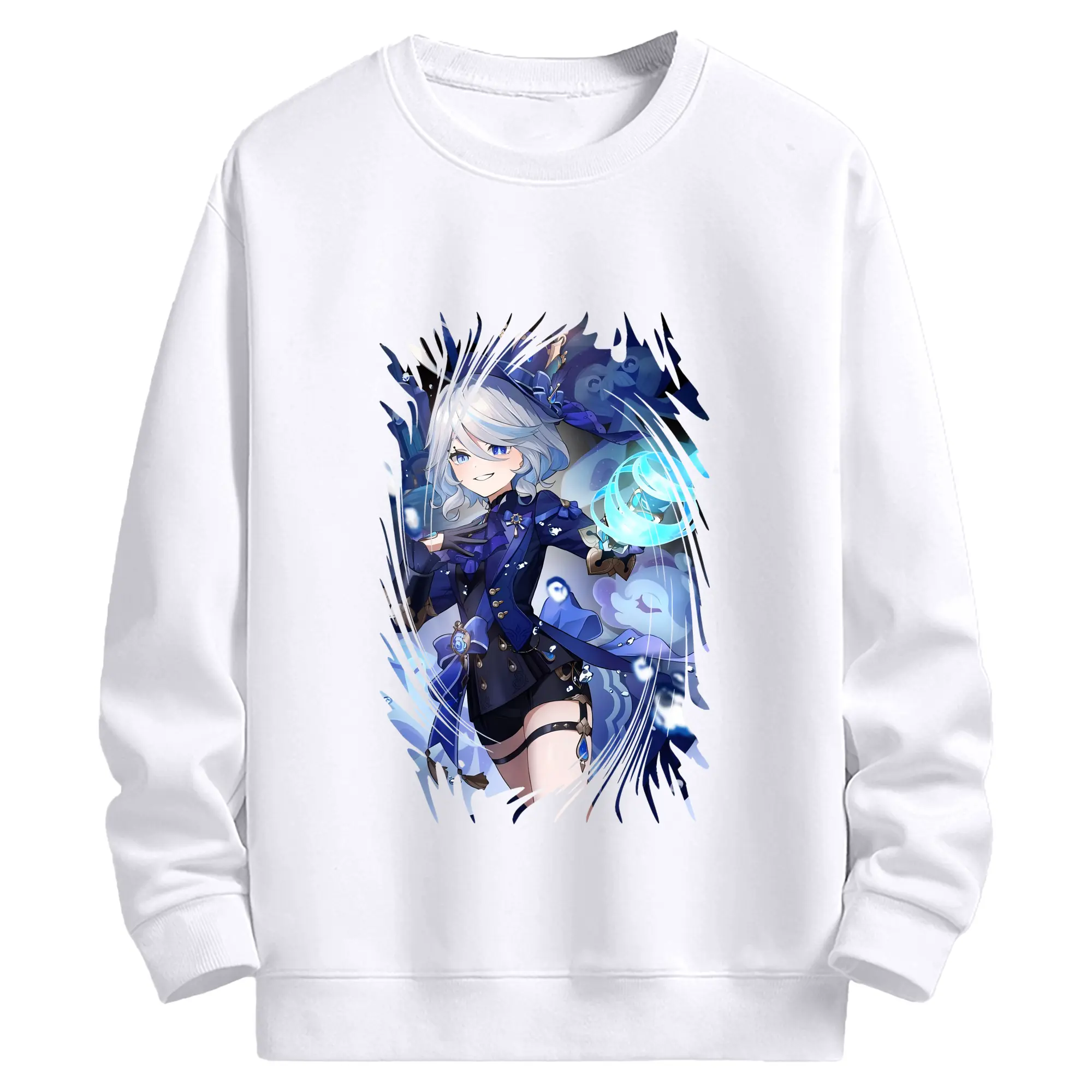 原 神 グッズ フリーナ - 高品質 クルーネック スウェット ・ コットン59％ ポリエステル41％ ・ ユニセックス 長袖 トレーナー ・ カジュアル デイリー スポーツ 散歩用