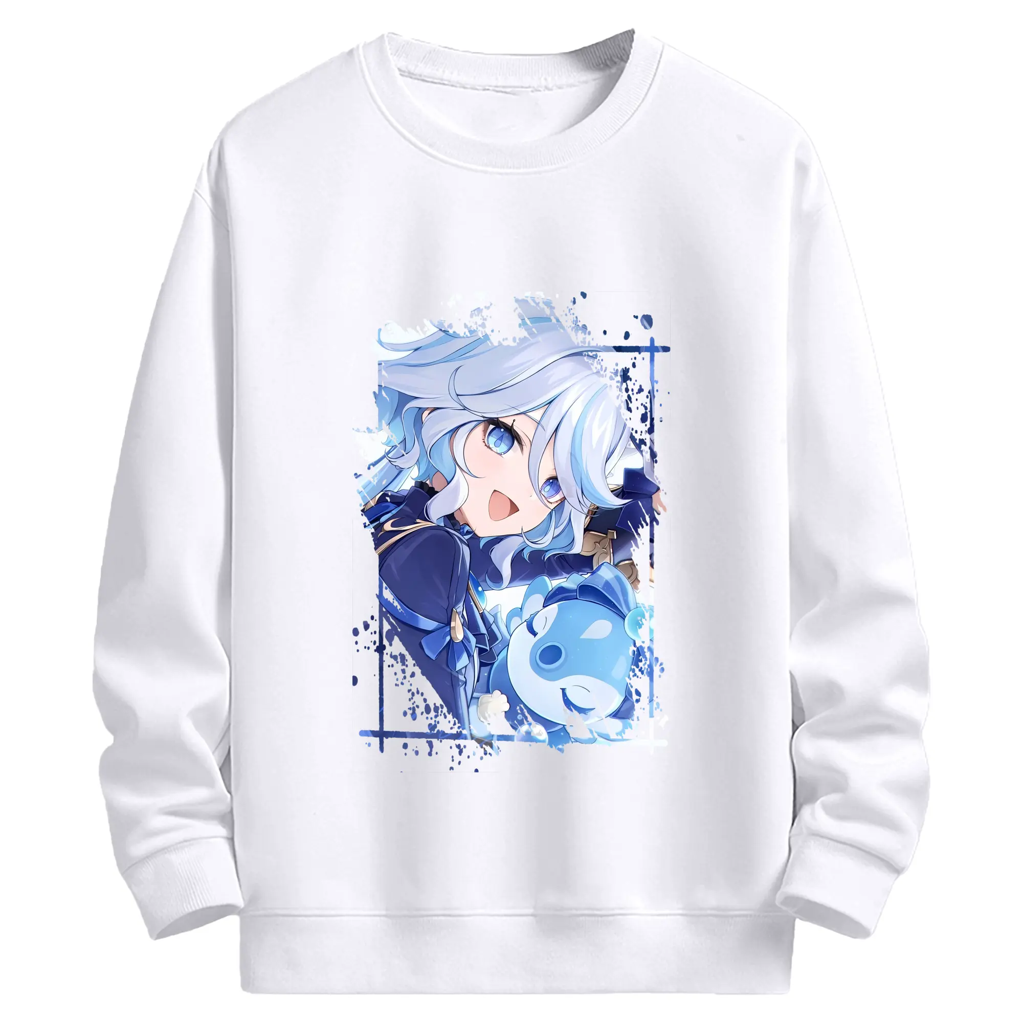 原 神 グッズ フリーナ - 高品質 クルーネック スウェット ・ コットン59％ ポリエステル41％ ・ ユニセックス 長袖 トレーナー ・ カジュアル デイリー スポーツ 散歩用