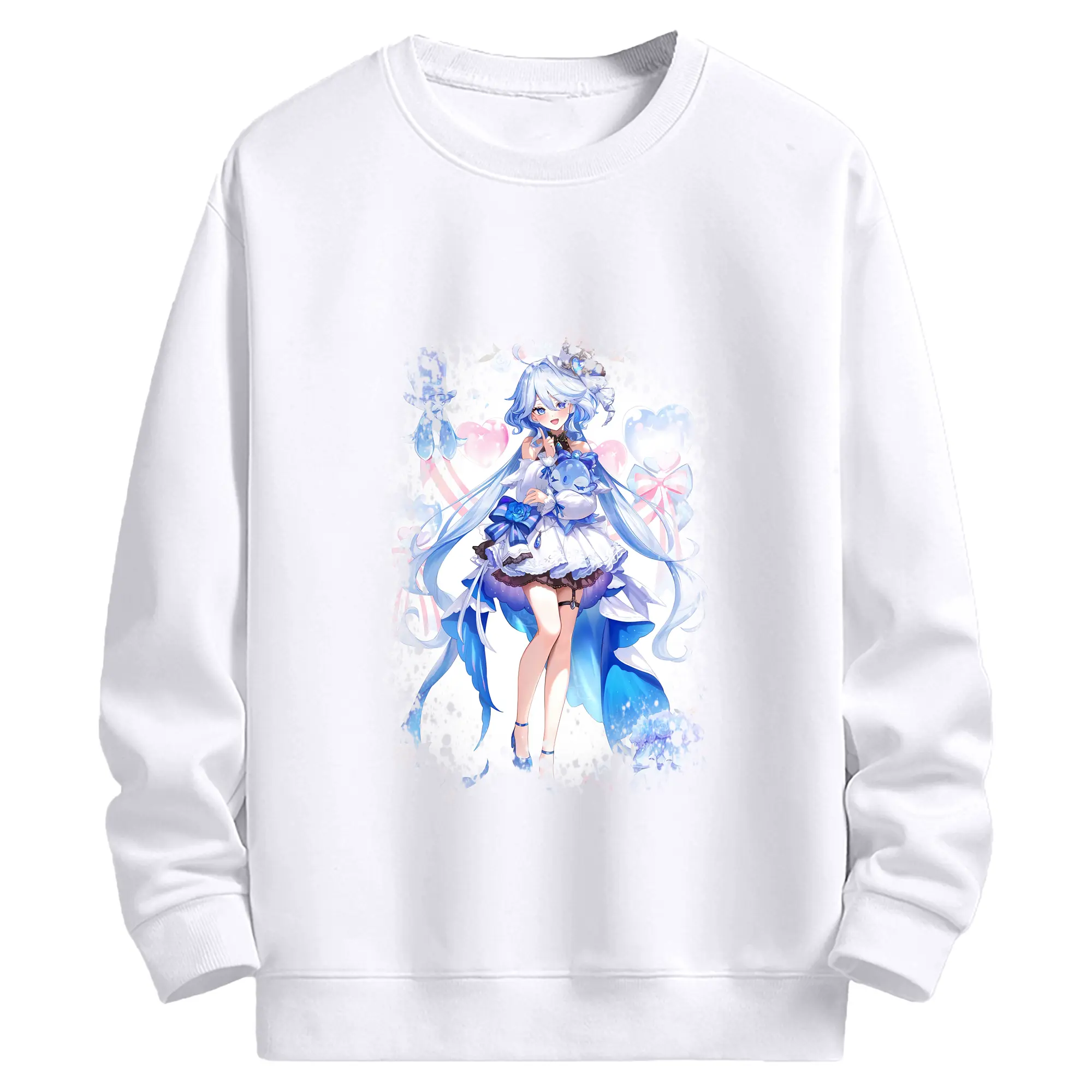 原 神 グッズ フリーナ - 高品質 クルーネック スウェット ・ コットン59％ ポリエステル41％ ・ ユニセックス 長袖 トレーナー ・ カジュアル デイリー スポーツ 散歩用