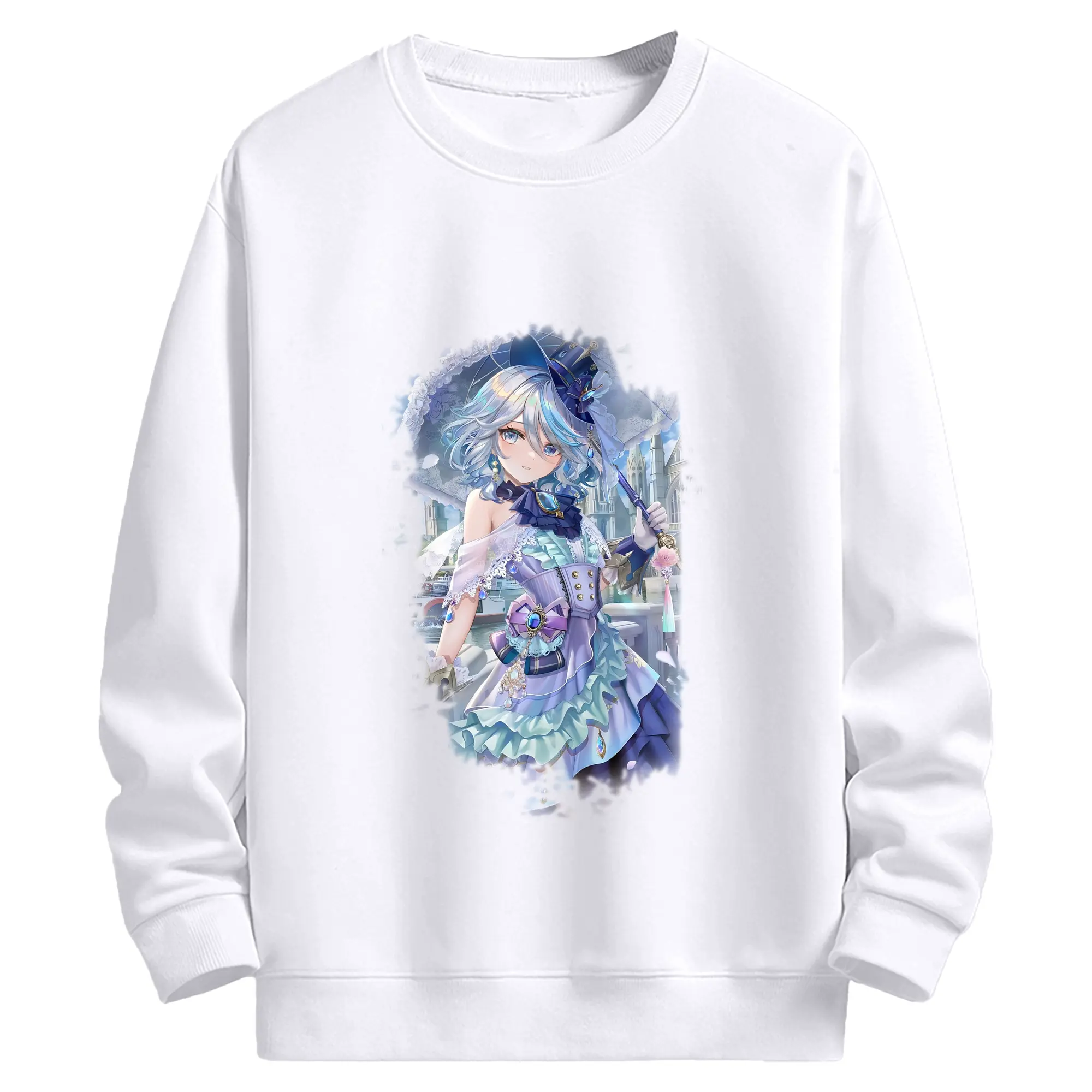 原 神 グッズ フリーナ - 高品質 クルーネック スウェット ・ コットン59％ ポリエステル41％ ・ ユニセックス 長袖 トレーナー ・ カジュアル デイリー スポーツ 散歩用