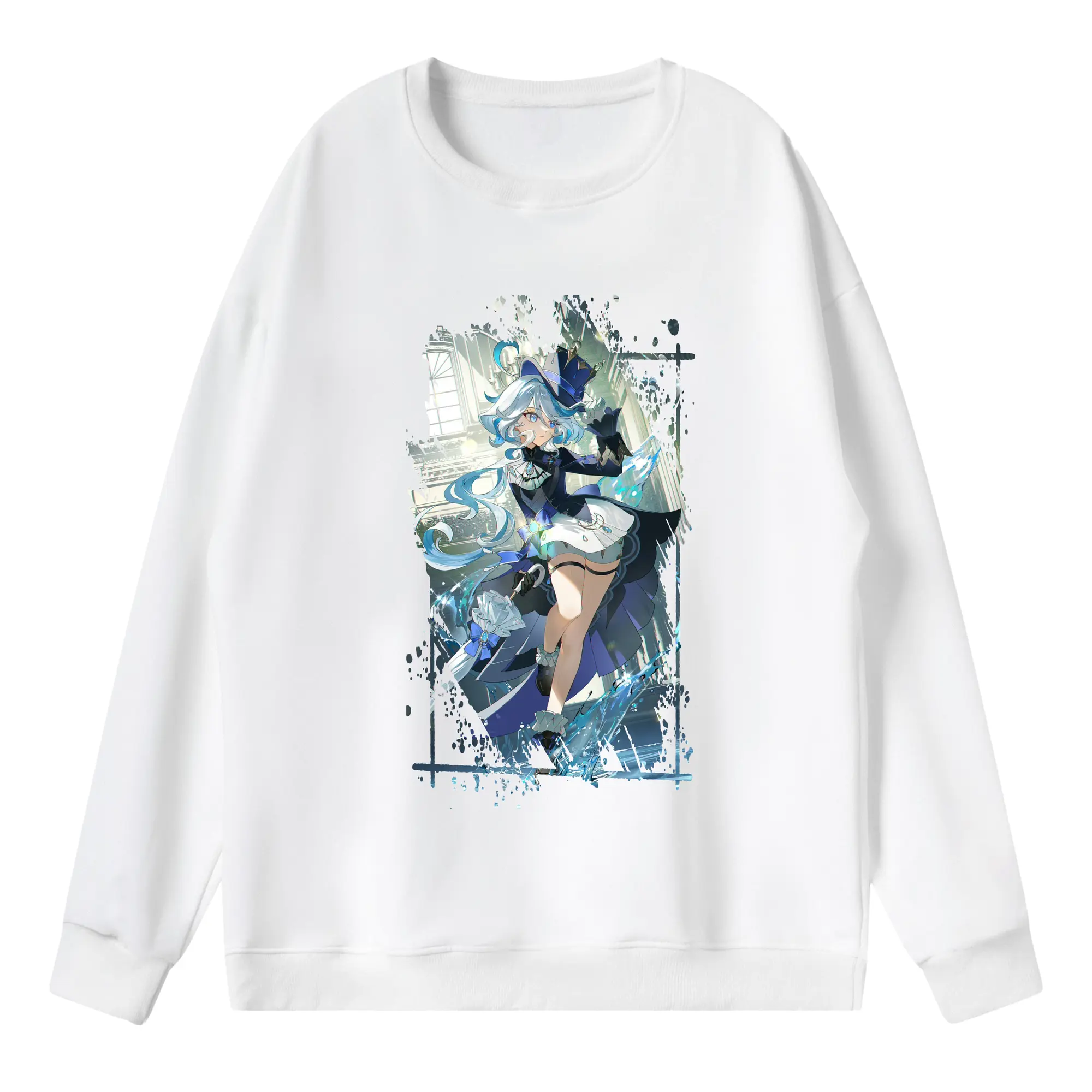 原 神 グッズ フリーナ - 薄手 クルーネック スウェット 裏毛260g · ポリエステル 春秋向け カジュアル 男女兼用 · トレーナー デイリー スポーツ 散歩に最適