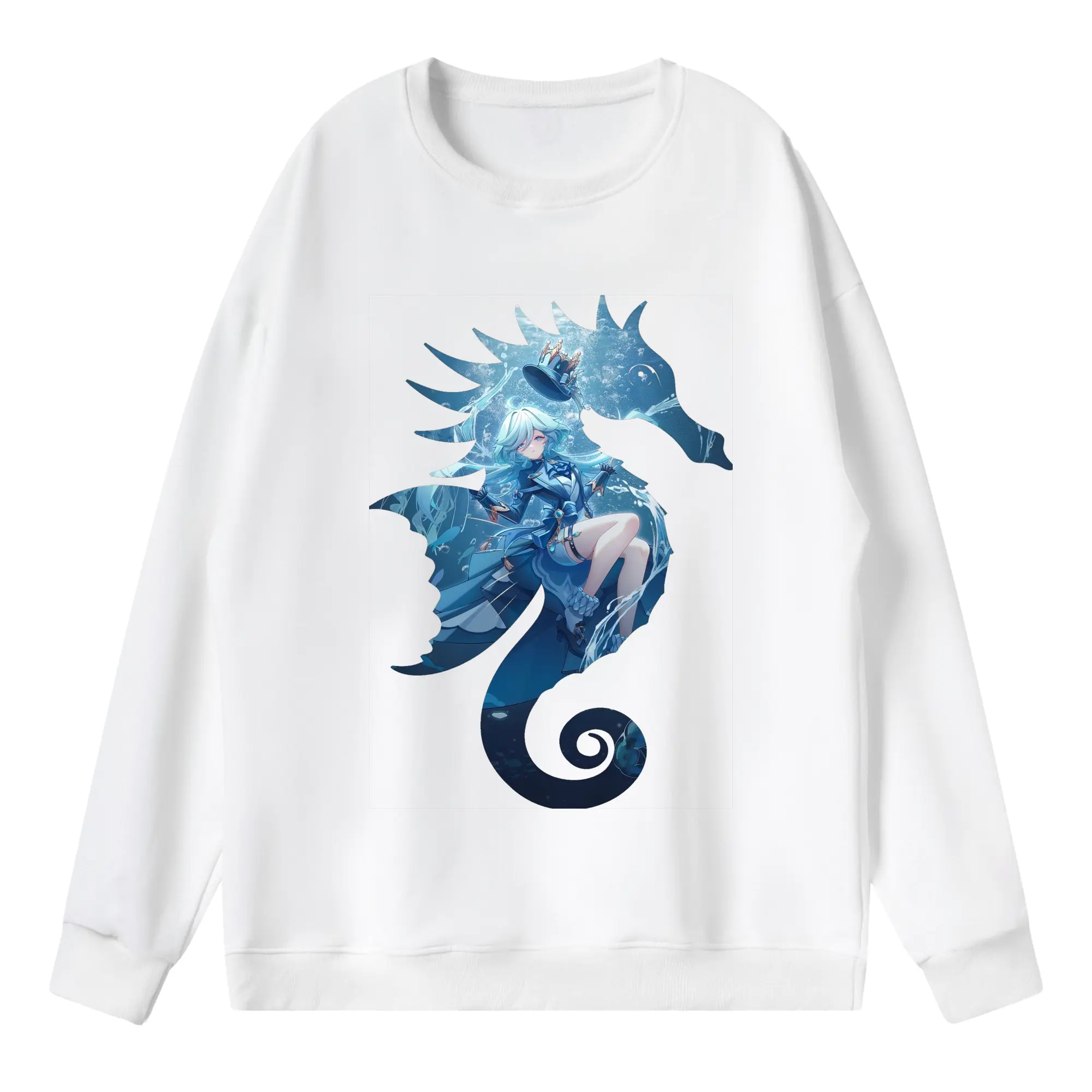 原 神 グッズ フリーナ - 薄手 クルーネック スウェット 裏毛260g · ポリエステル 春秋向け カジュアル 男女兼用 · トレーナー デイリー スポーツ 散歩に最適