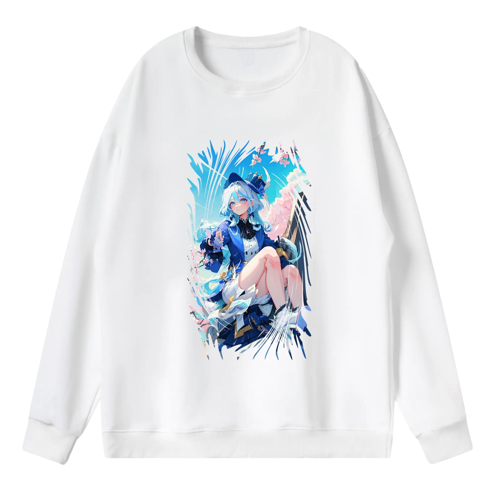 原 神 グッズ フリーナ - 薄手 クルーネック スウェット 裏毛260g · ポリエステル 春秋向け カジュアル 男女兼用 · トレーナー デイリー スポーツ 散歩に最適