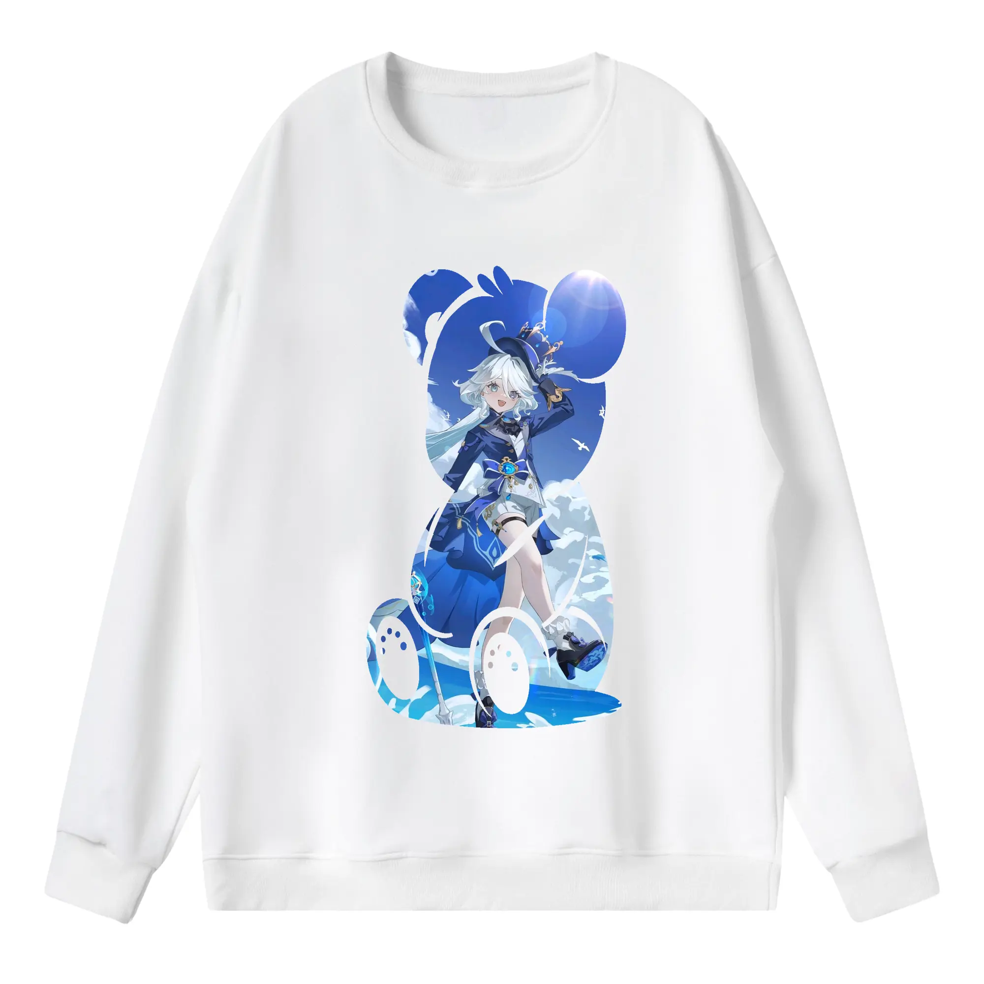 原 神 グッズ フリーナ - 薄手 クルーネック スウェット 裏毛260g · ポリエステル 春秋向け カジュアル 男女兼用 · トレーナー デイリー スポーツ 散歩に最適