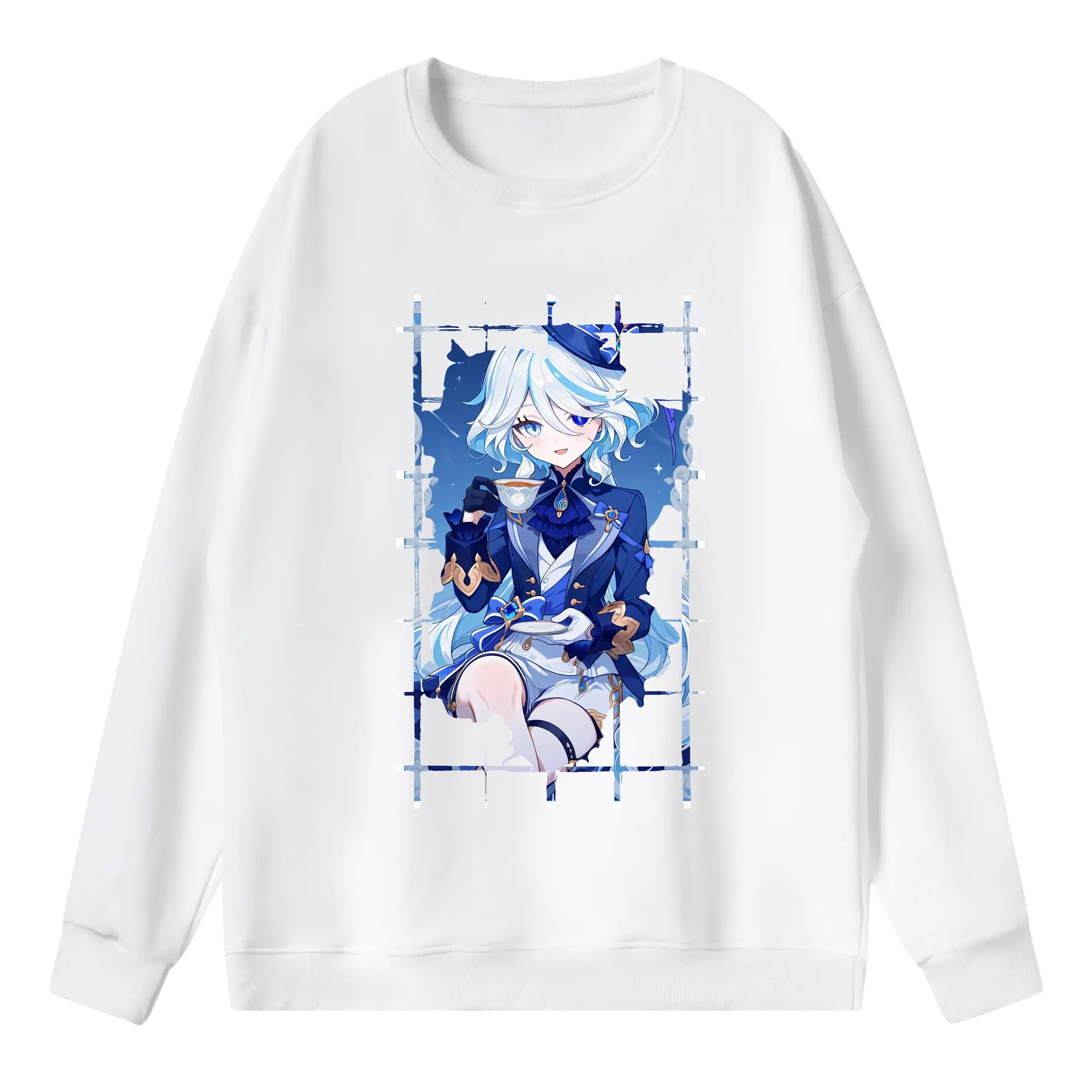 原 神 グッズ フリーナ - 薄手 クルーネック スウェット 裏毛260g · ポリエステル 春秋向け カジュアル 男女兼用 · トレーナー デイリー スポーツ 散歩に最適