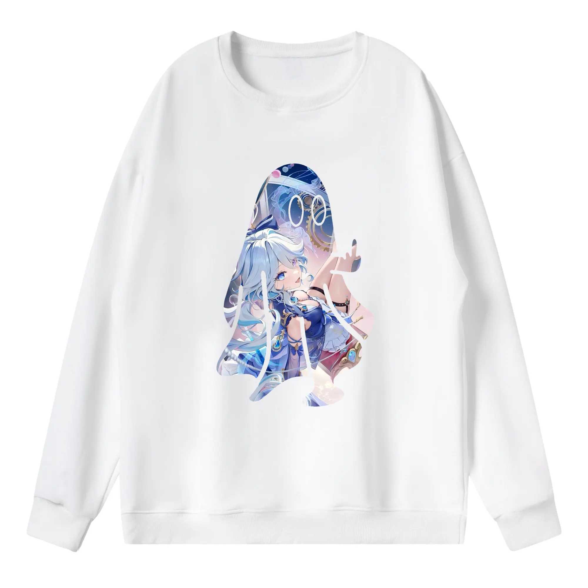 原 神 グッズ フリーナ - 薄手 クルーネック スウェット 裏毛260g · ポリエステル 春秋向け カジュアル 男女兼用 · トレーナー デイリー スポーツ 散歩に最適