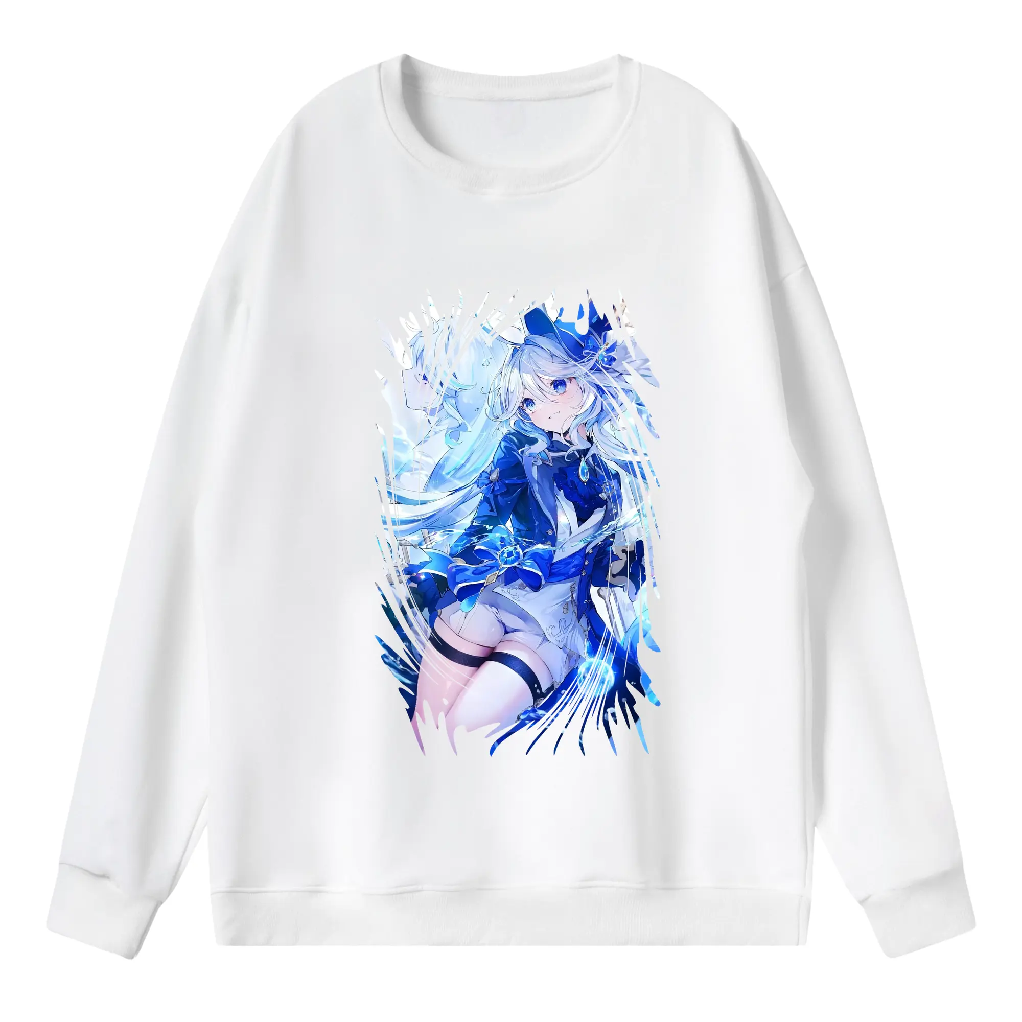 原 神 グッズ フリーナ - 薄手 クルーネック スウェット 裏毛260g · ポリエステル 春秋向け カジュアル 男女兼用 · トレーナー デイリー スポーツ 散歩に最適