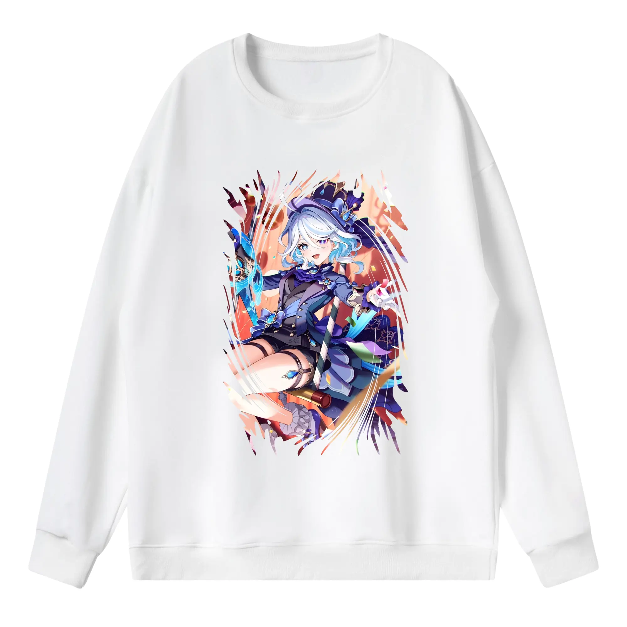 原 神 グッズ フリーナ - 薄手 クルーネック スウェット 裏毛260g · ポリエステル 春秋向け カジュアル 男女兼用 · トレーナー デイリー スポーツ 散歩に最適