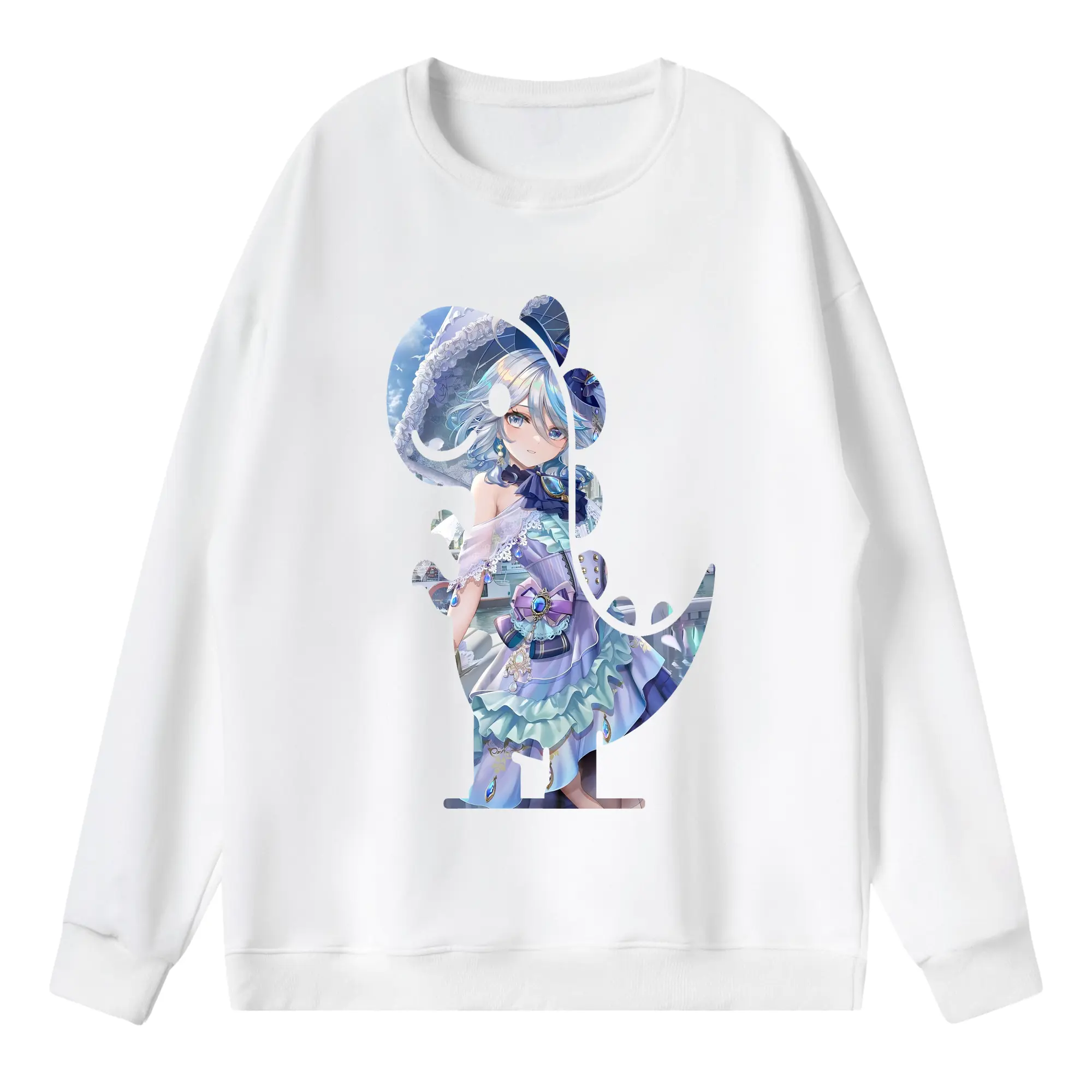 原 神 グッズ フリーナ - 薄手 クルーネック スウェット 裏毛260g · ポリエステル 春秋向け カジュアル 男女兼用 · トレーナー デイリー スポーツ 散歩に最適