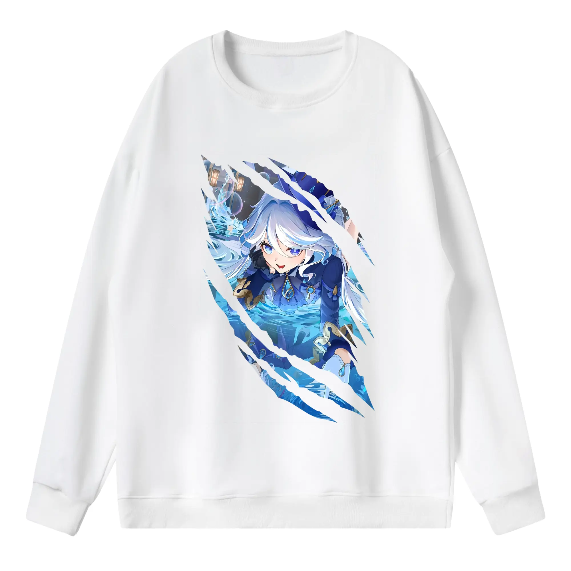 原 神 グッズ フリーナ - 薄手 クルーネック スウェット 裏毛260g · ポリエステル 春秋向け カジュアル 男女兼用 · トレーナー デイリー スポーツ 散歩に最適