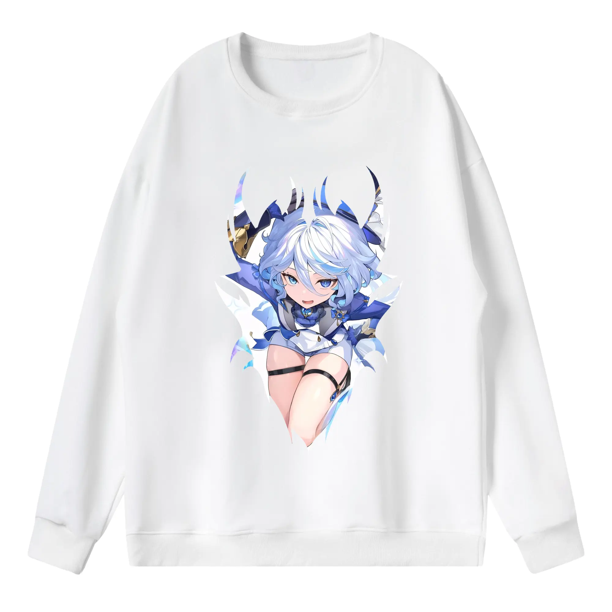 原 神 グッズ フリーナ - 薄手 クルーネック スウェット 裏毛260g · ポリエステル 春秋向け カジュアル 男女兼用 · トレーナー デイリー スポーツ 散歩に最適