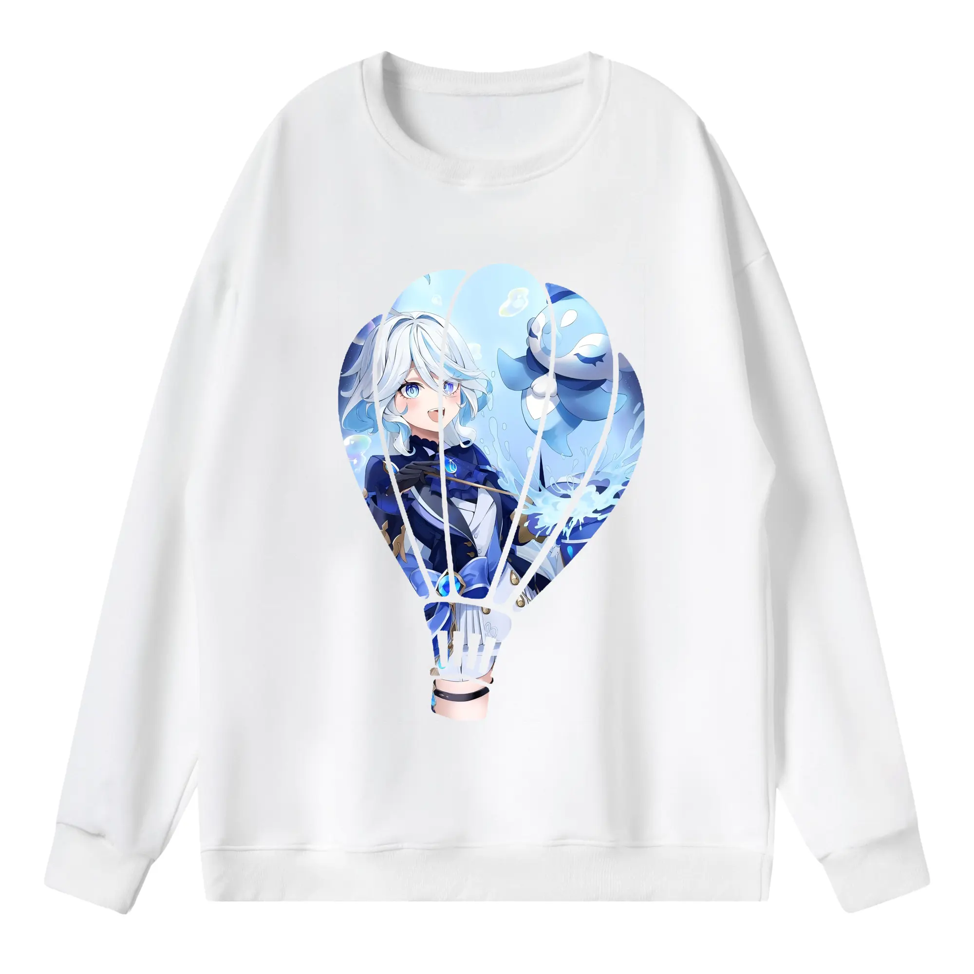 原 神 グッズ フリーナ - 薄手 クルーネック スウェット 裏毛260g · ポリエステル 春秋向け カジュアル 男女兼用 · トレーナー デイリー スポーツ 散歩に最適