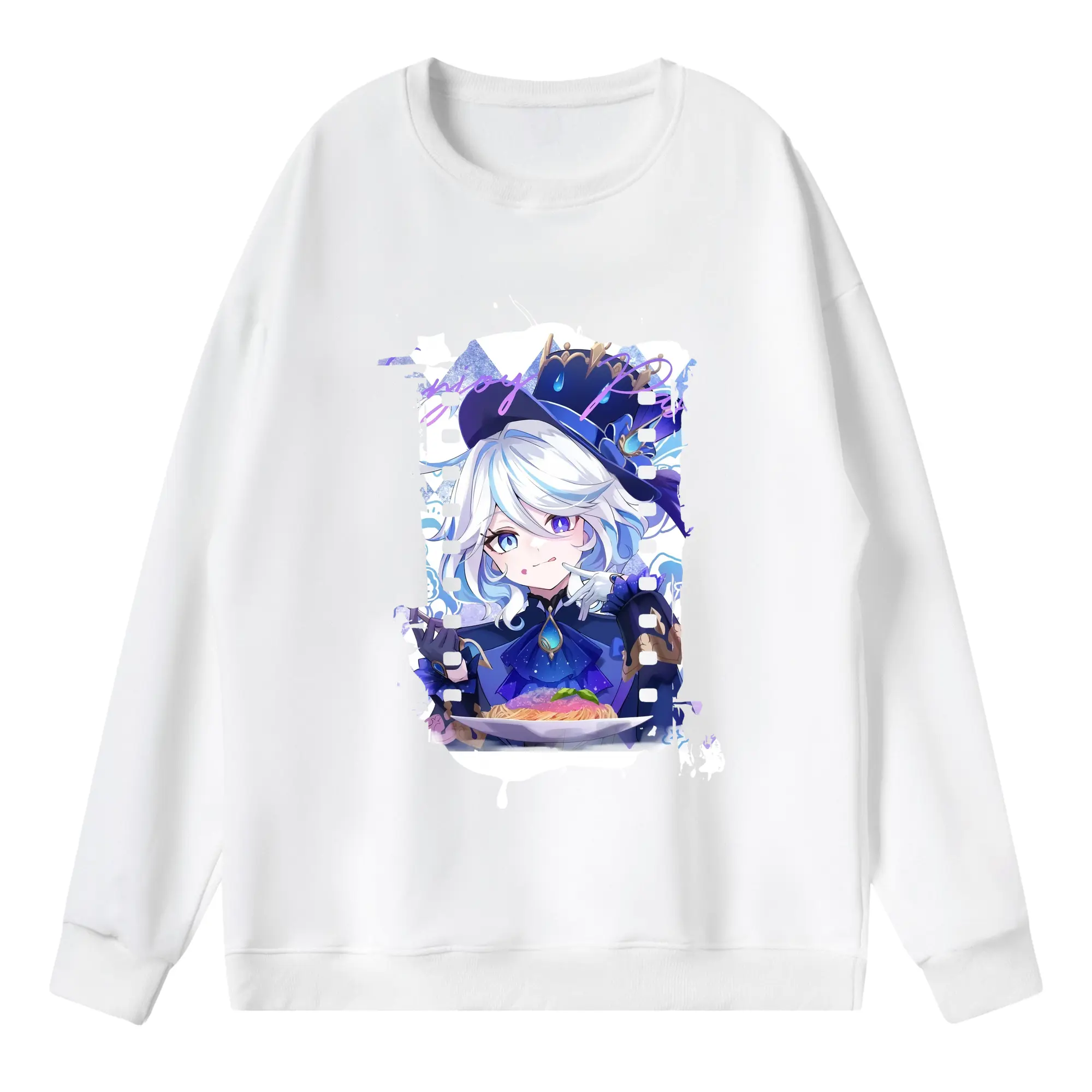 原 神 グッズ フリーナ - 薄手 クルーネック スウェット 裏毛260g · ポリエステル 春秋向け カジュアル 男女兼用 · トレーナー デイリー スポーツ 散歩に最適