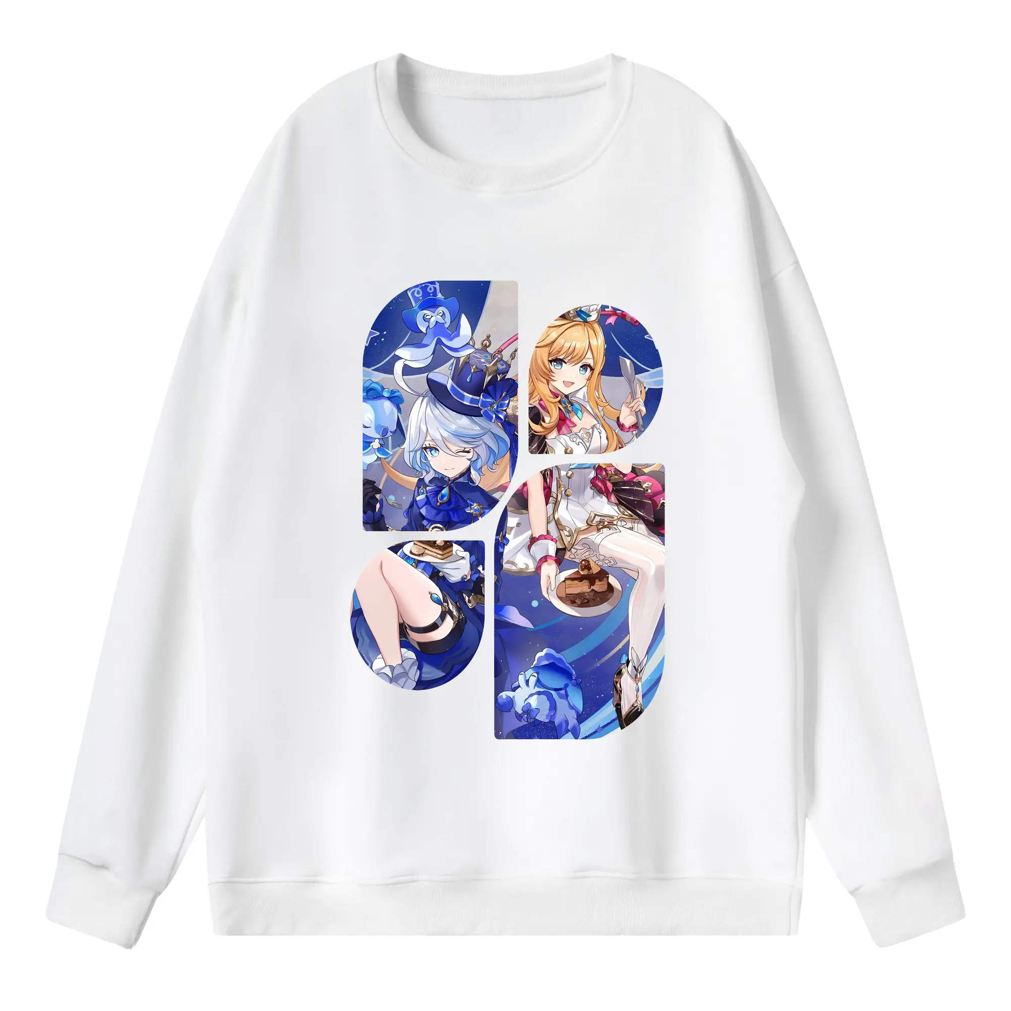 原 神 グッズ フリーナ - 薄手 クルーネック スウェット 裏毛260g · ポリエステル 春秋向け カジュアル 男女兼用 · トレーナー デイリー スポーツ 散歩に最適