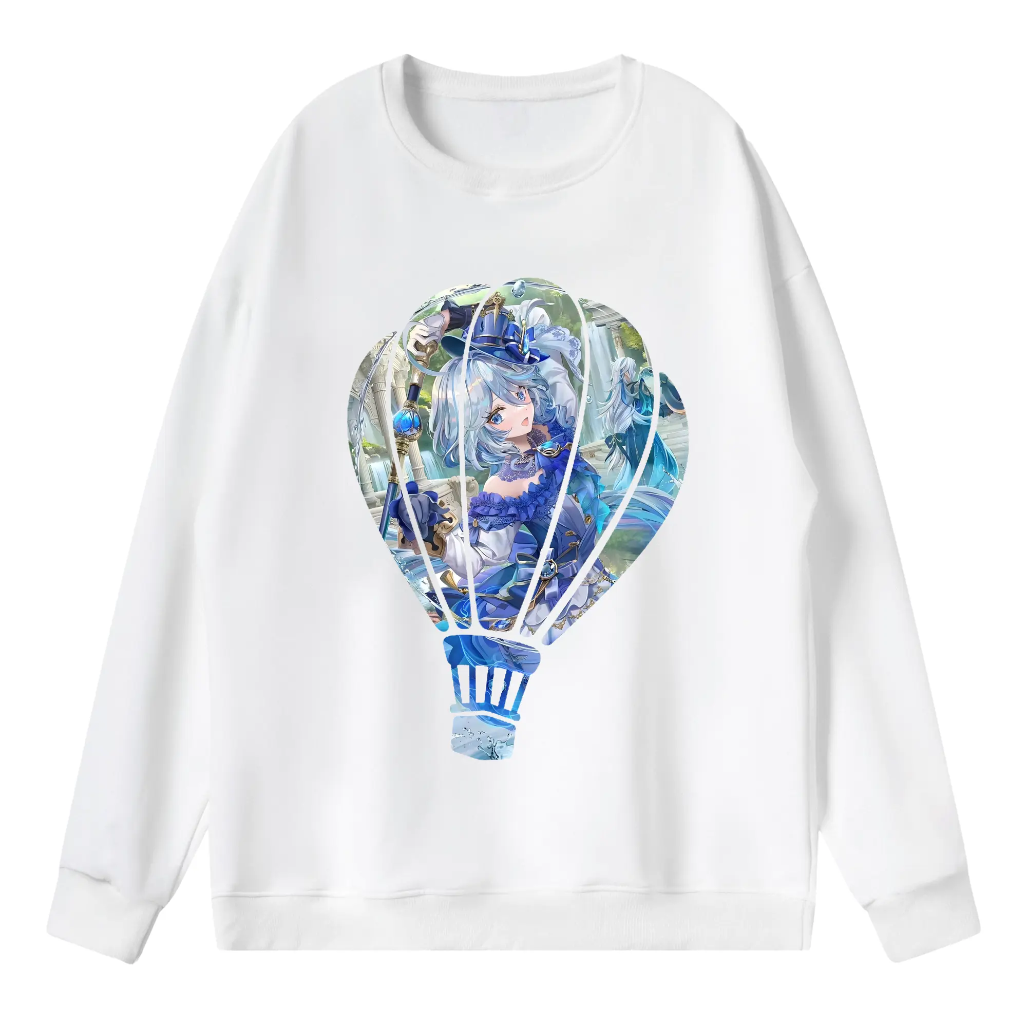 原 神 グッズ フリーナ - 薄手 クルーネック スウェット 裏毛260g · ポリエステル 春秋向け カジュアル 男女兼用 · トレーナー デイリー スポーツ 散歩に最適