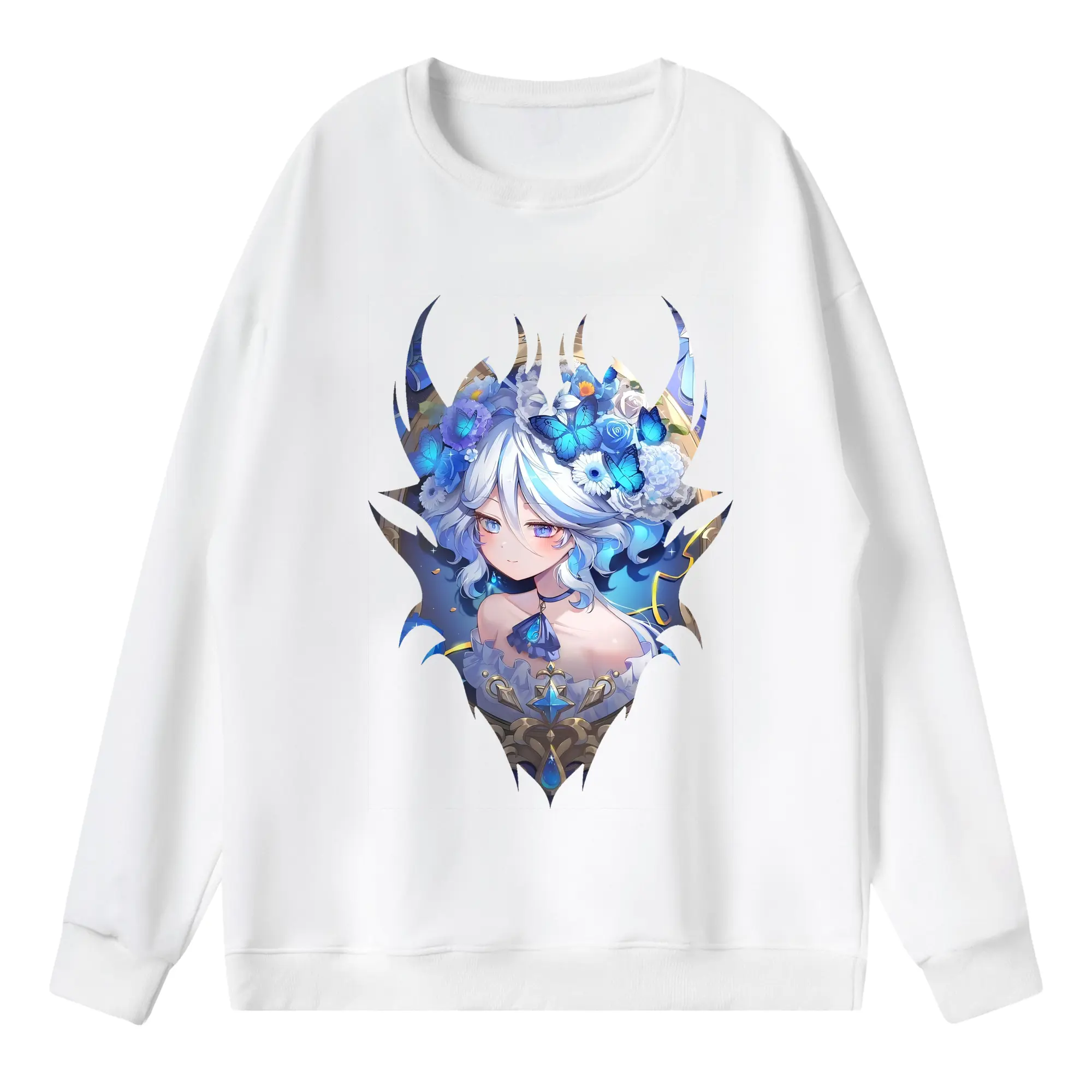 原 神 グッズ フリーナ - 薄手 クルーネック スウェット 裏毛260g · ポリエステル 春秋向け カジュアル 男女兼用 · トレーナー デイリー スポーツ 散歩に最適