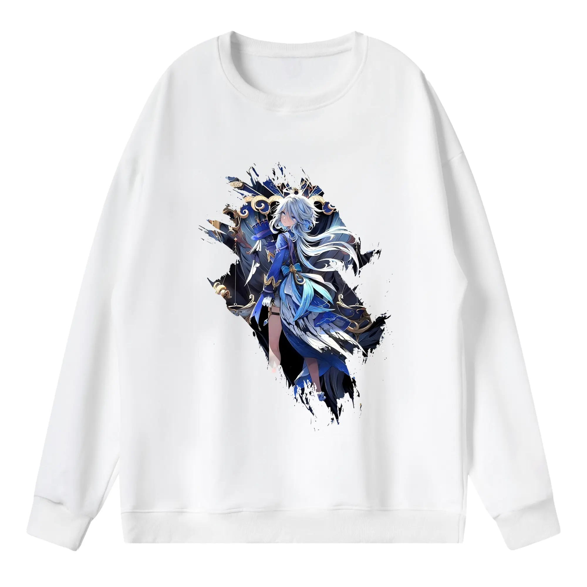 原 神 グッズ フリーナ - 薄手 クルーネック スウェット 裏毛260g · ポリエステル 春秋向け カジュアル 男女兼用 · トレーナー デイリー スポーツ 散歩に最適