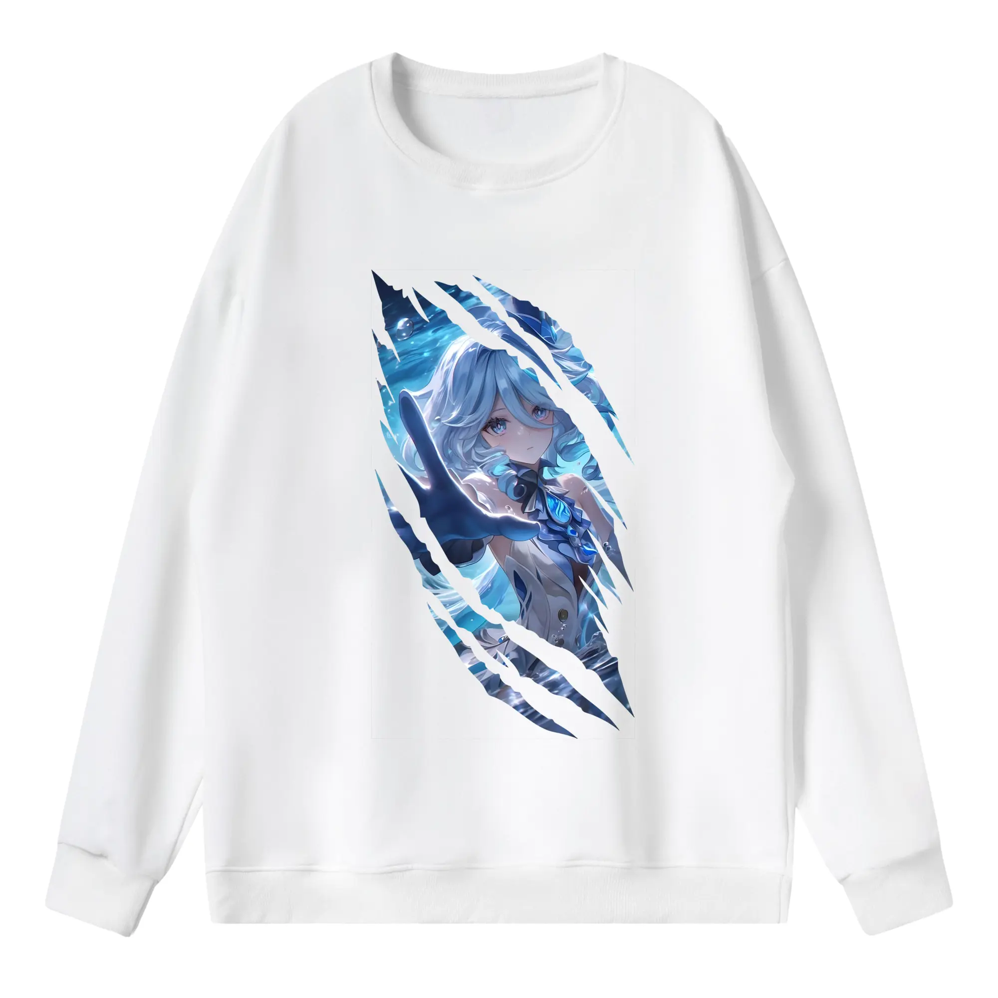 原 神 グッズ フリーナ - 薄手 クルーネック スウェット 裏毛260g · ポリエステル 春秋向け カジュアル 男女兼用 · トレーナー デイリー スポーツ 散歩に最適