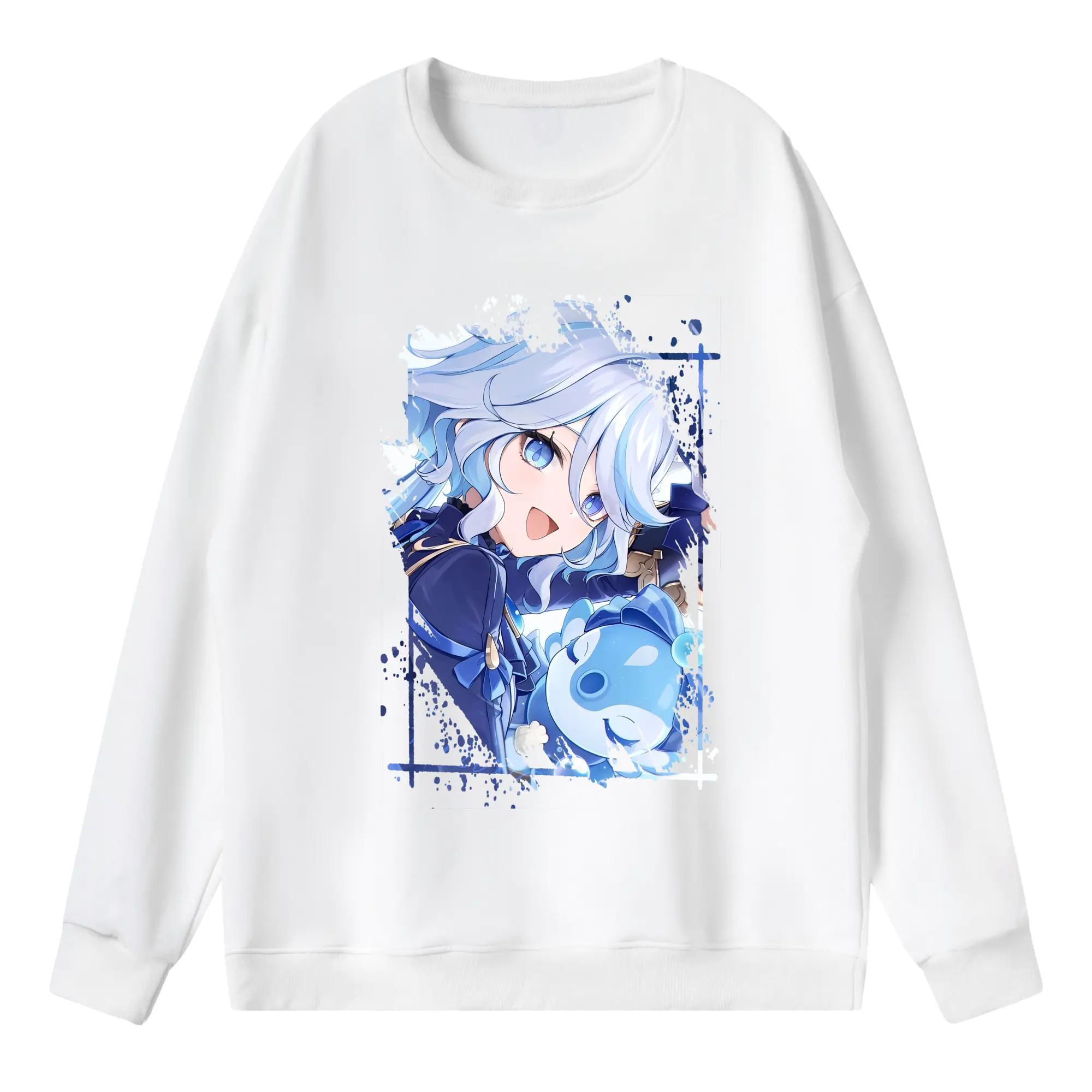 原 神 グッズ フリーナ - 薄手 クルーネック スウェット 裏毛260g · ポリエステル 春秋向け カジュアル 男女兼用 · トレーナー デイリー スポーツ 散歩に最適