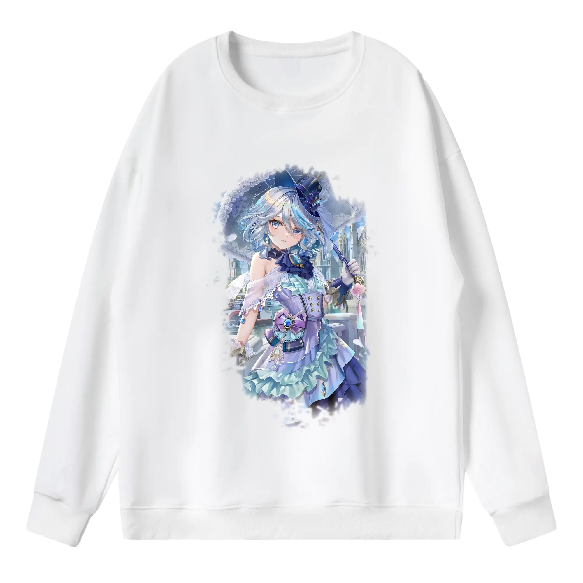 原 神 グッズ フリーナ - 薄手 クルーネック スウェット 裏毛260g · ポリエステル 春秋向け カジュアル 男女兼用 · トレーナー デイリー スポーツ 散歩に最適