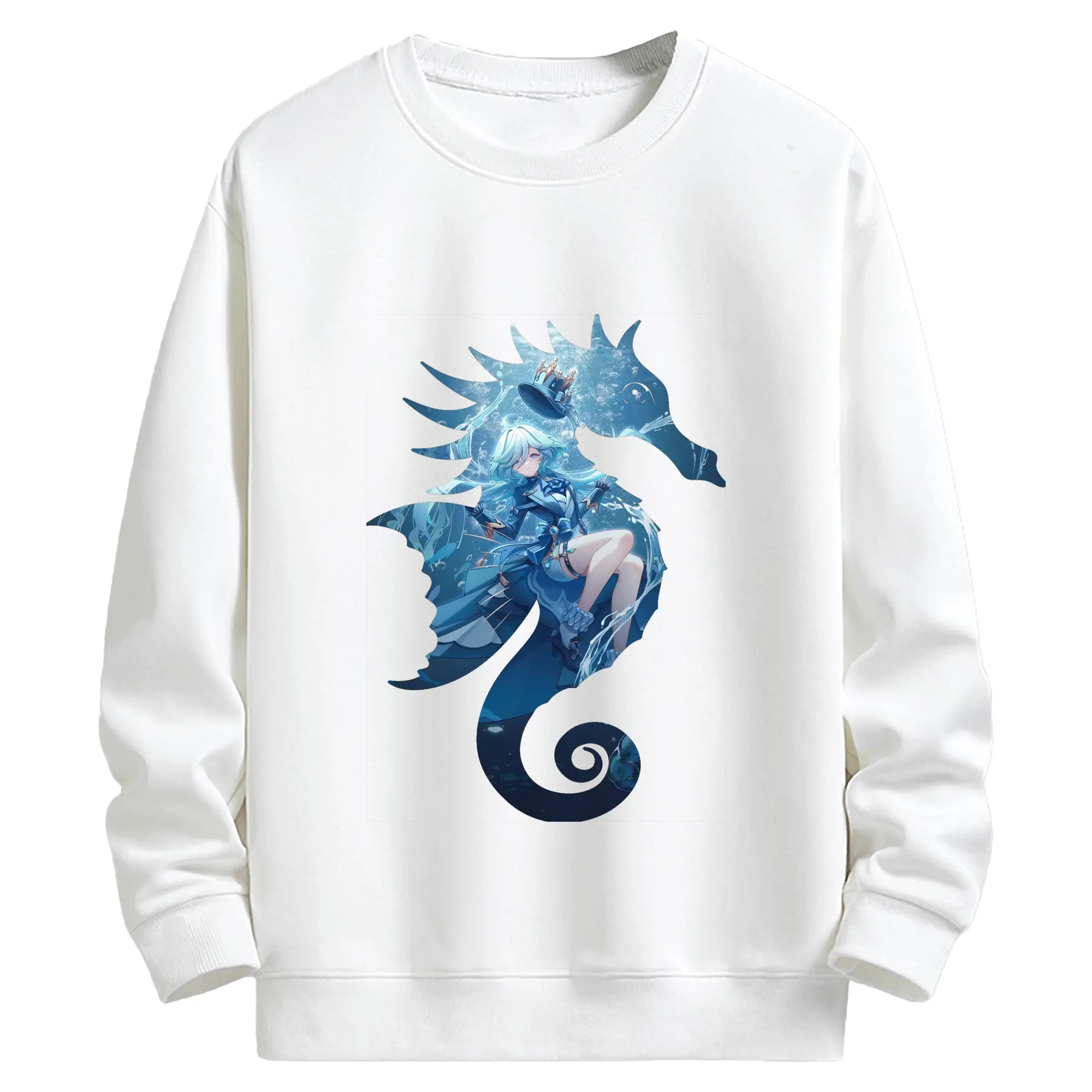 原 神 グッズ フリーナ - キッズ クルーネックスウェットシャツ ・ フロントプリント ・ 綿80％ ポリエステル20％ ・ 快適 通学 スポーツ 日常使い お散歩用