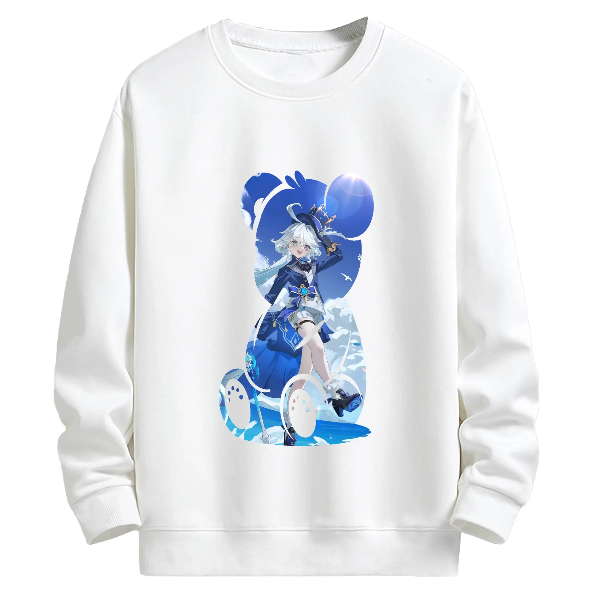 原 神 グッズ フリーナ - キッズ クルーネックスウェットシャツ ・ フロントプリント ・ 綿80％ ポリエステル20％ ・ 快適 通学 スポーツ 日常使い お散歩用