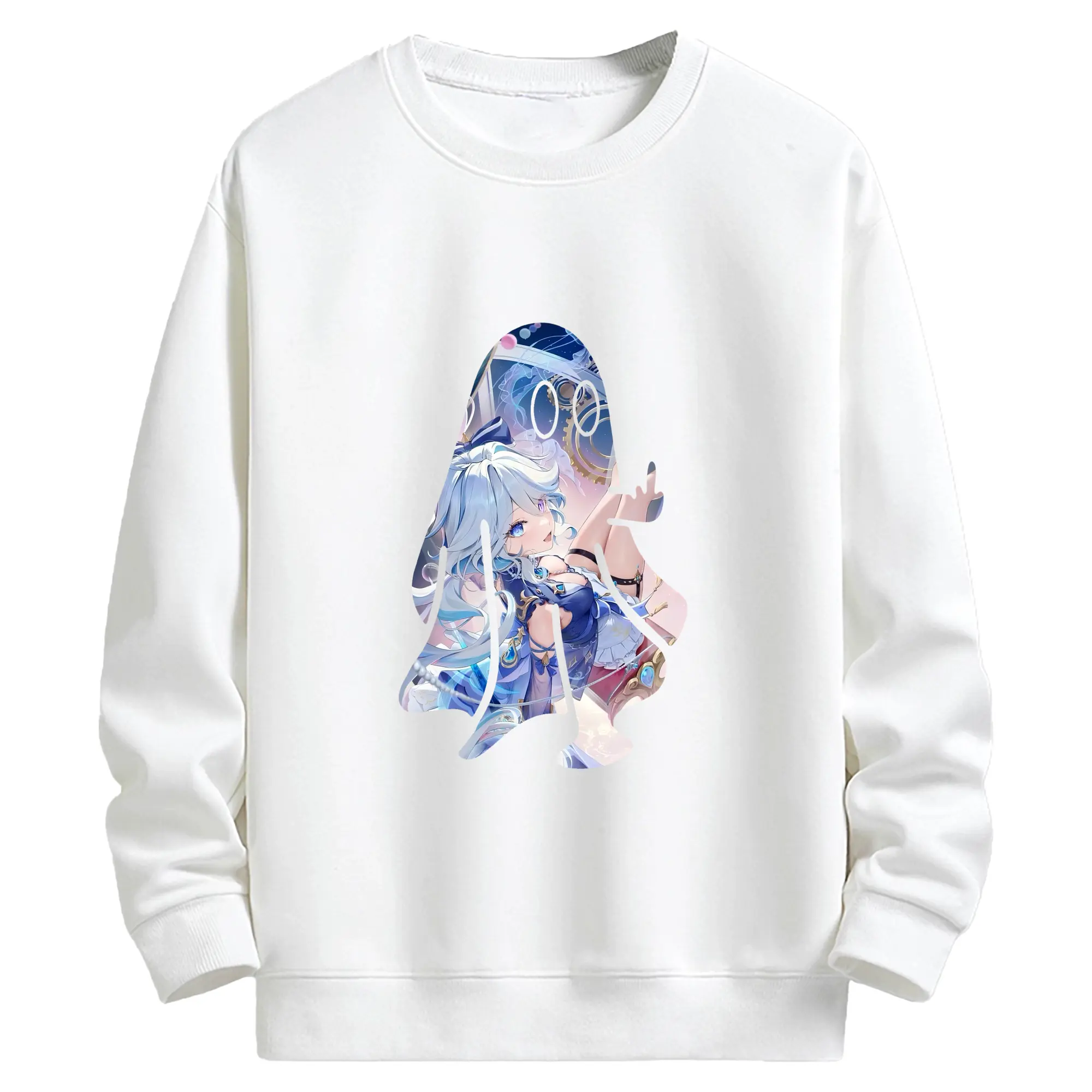 原 神 グッズ フリーナ - キッズ クルーネックスウェットシャツ ・ フロントプリント ・ 綿80％ ポリエステル20％ ・ 快適 通学 スポーツ 日常使い お散歩用