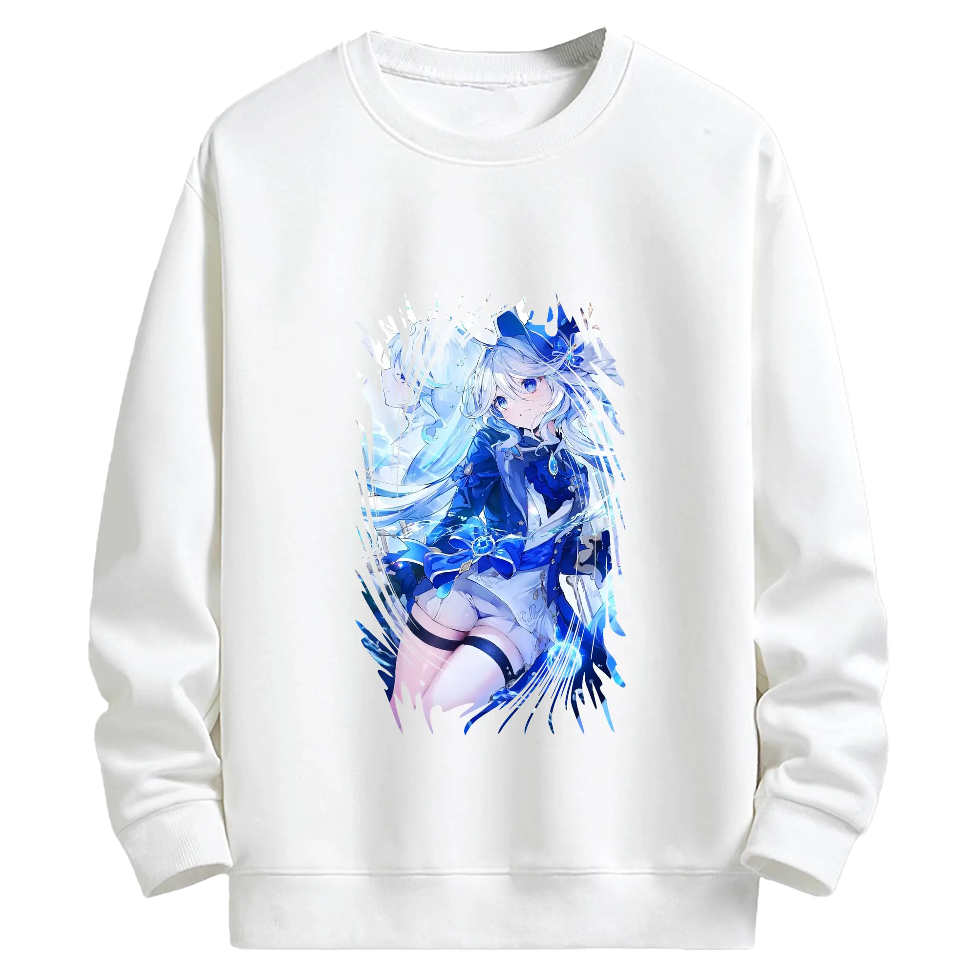 原 神 グッズ フリーナ - キッズ クルーネックスウェットシャツ ・ フロントプリント ・ 綿80％ ポリエステル20％ ・ 快適 通学 スポーツ 日常使い お散歩用